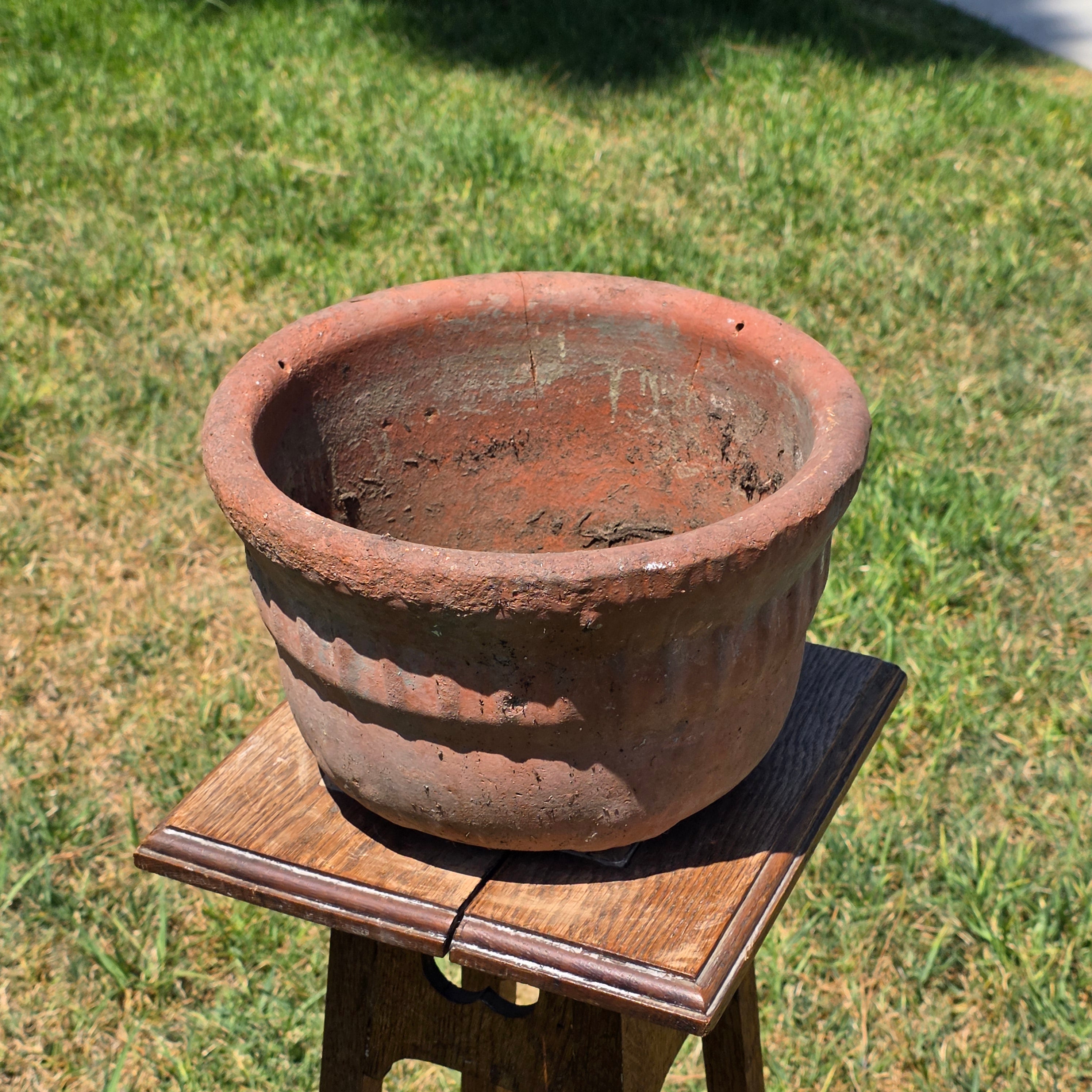 Vintage Terracotta Planter Pot Hanging Rustic Clay Flower Vessel Garden Urn 11" (Damage)