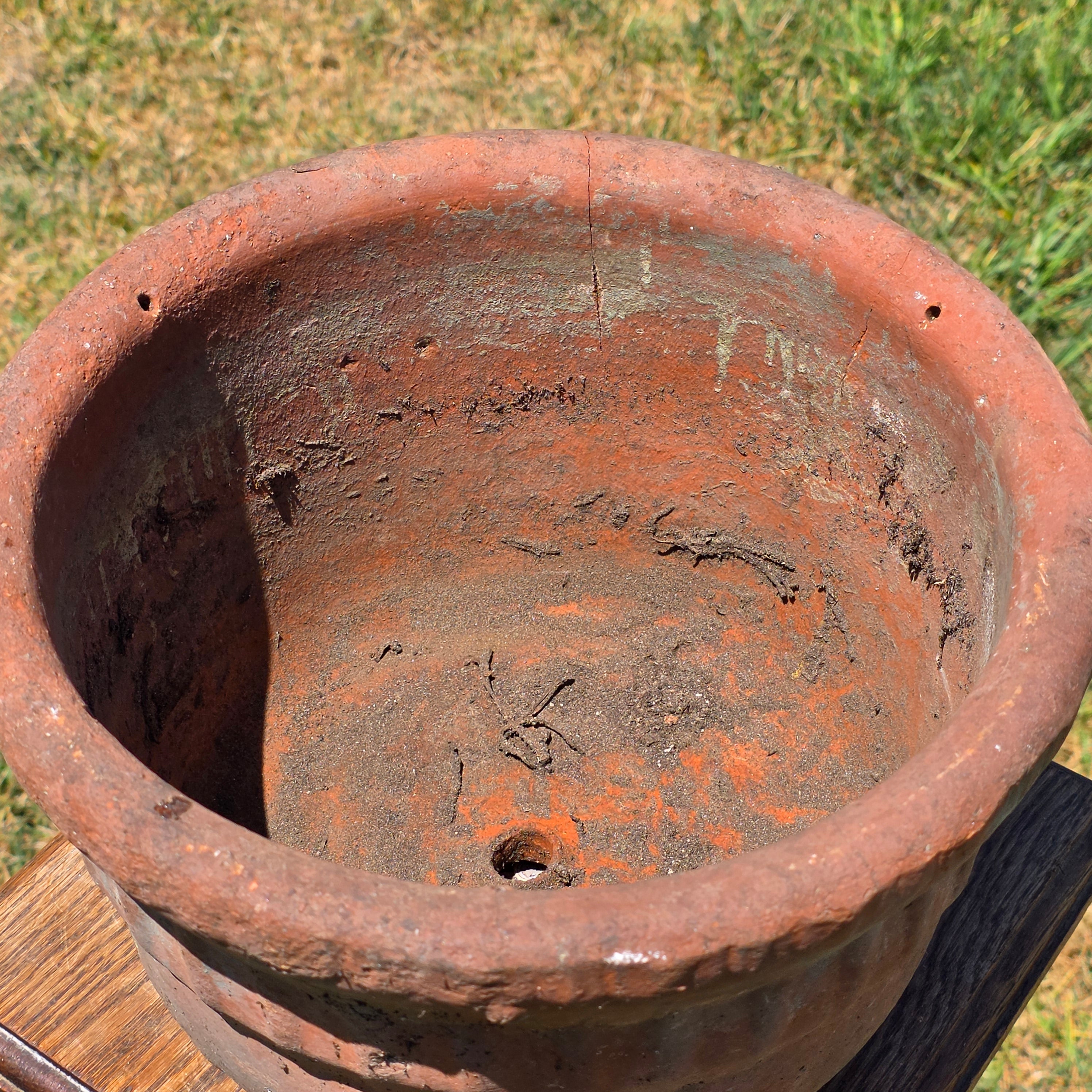 Vintage Terracotta Planter Pot Hanging Rustic Clay Flower Vessel Garden Urn 11" (Damage)