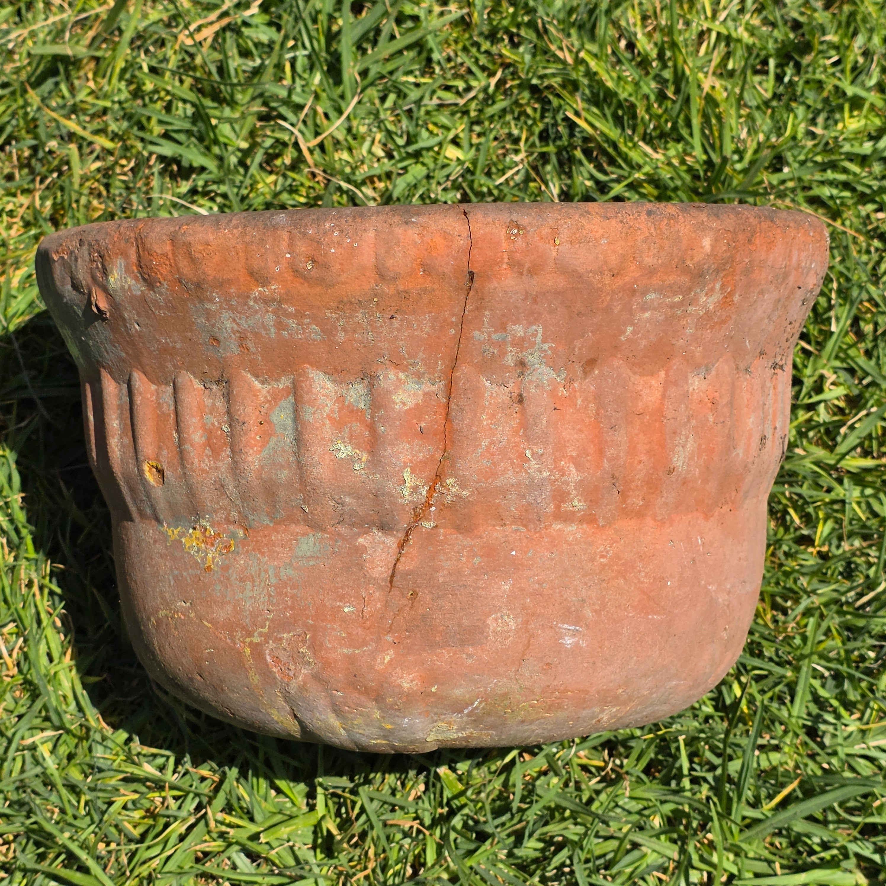 Vintage Terracotta Planter Pot Hanging Rustic Clay Flower Vessel Garden Urn 11" (Damage)
