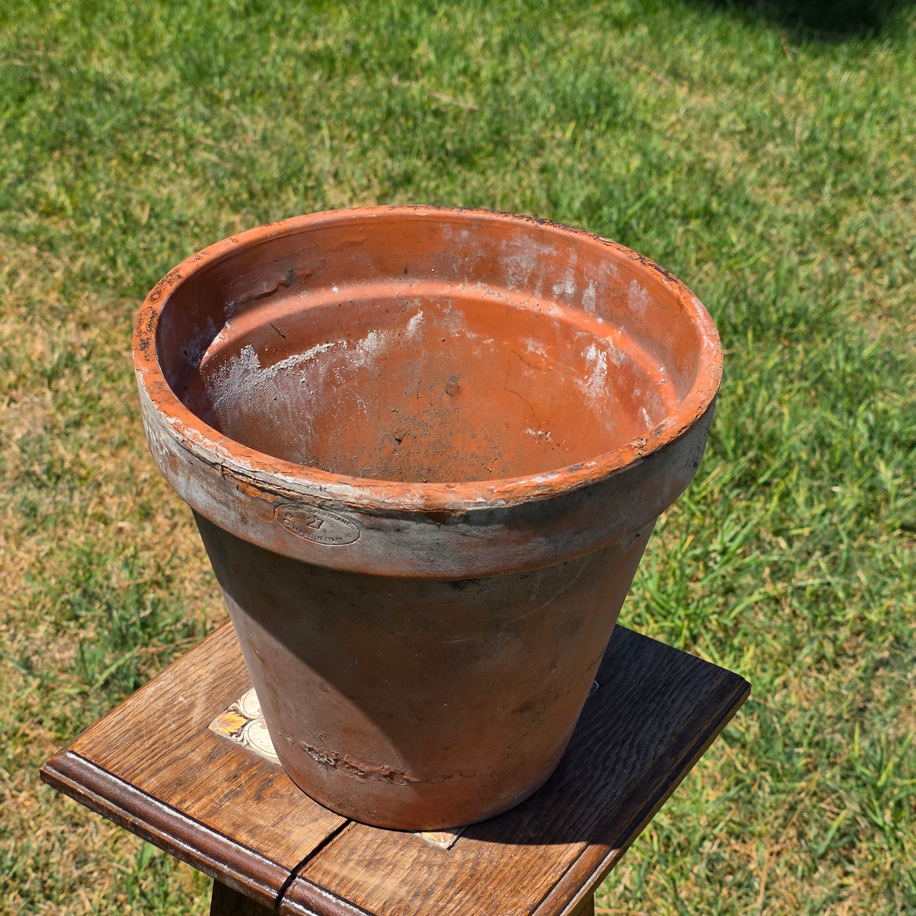 Vintage Vaserie Trevigiane Italy Terracotta Planter Pot Rustic Weathered 11"