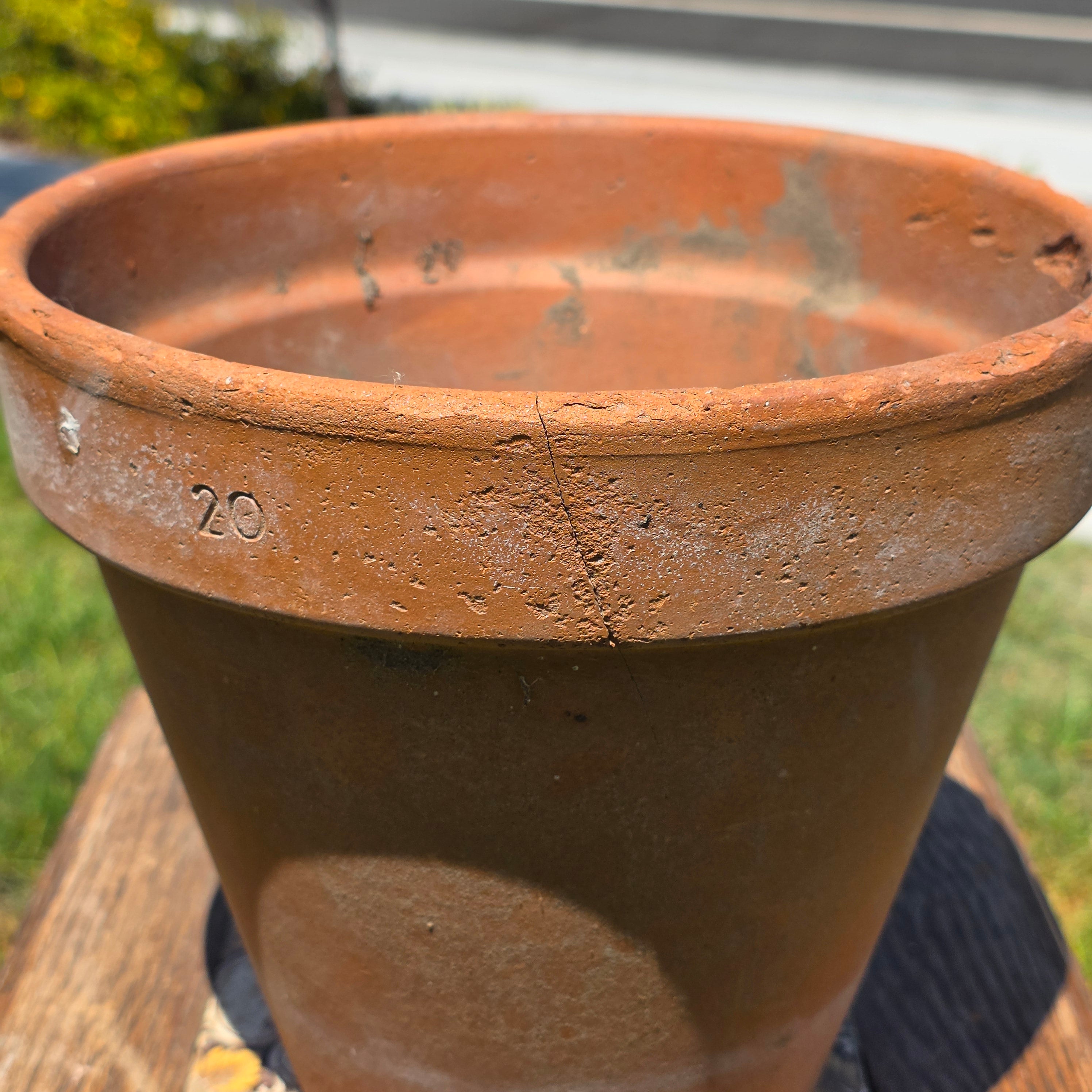 Vintage Italian Terracotta Planter Pot Clay Garden Rustic Patina 20cm 8.75"