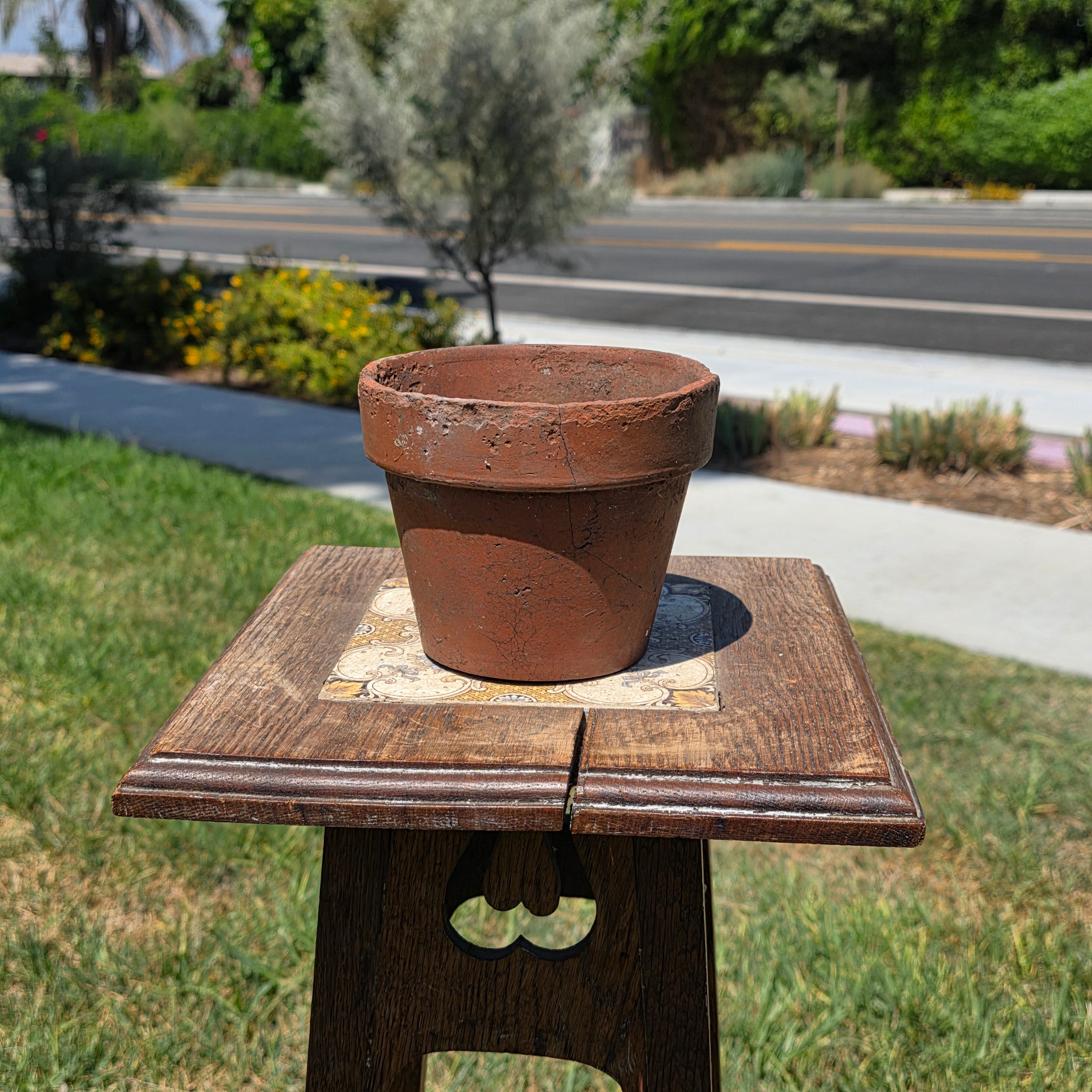 Vintage Terracotta Pot Planter Small 5.5" Weathered Rustic Garden Clay