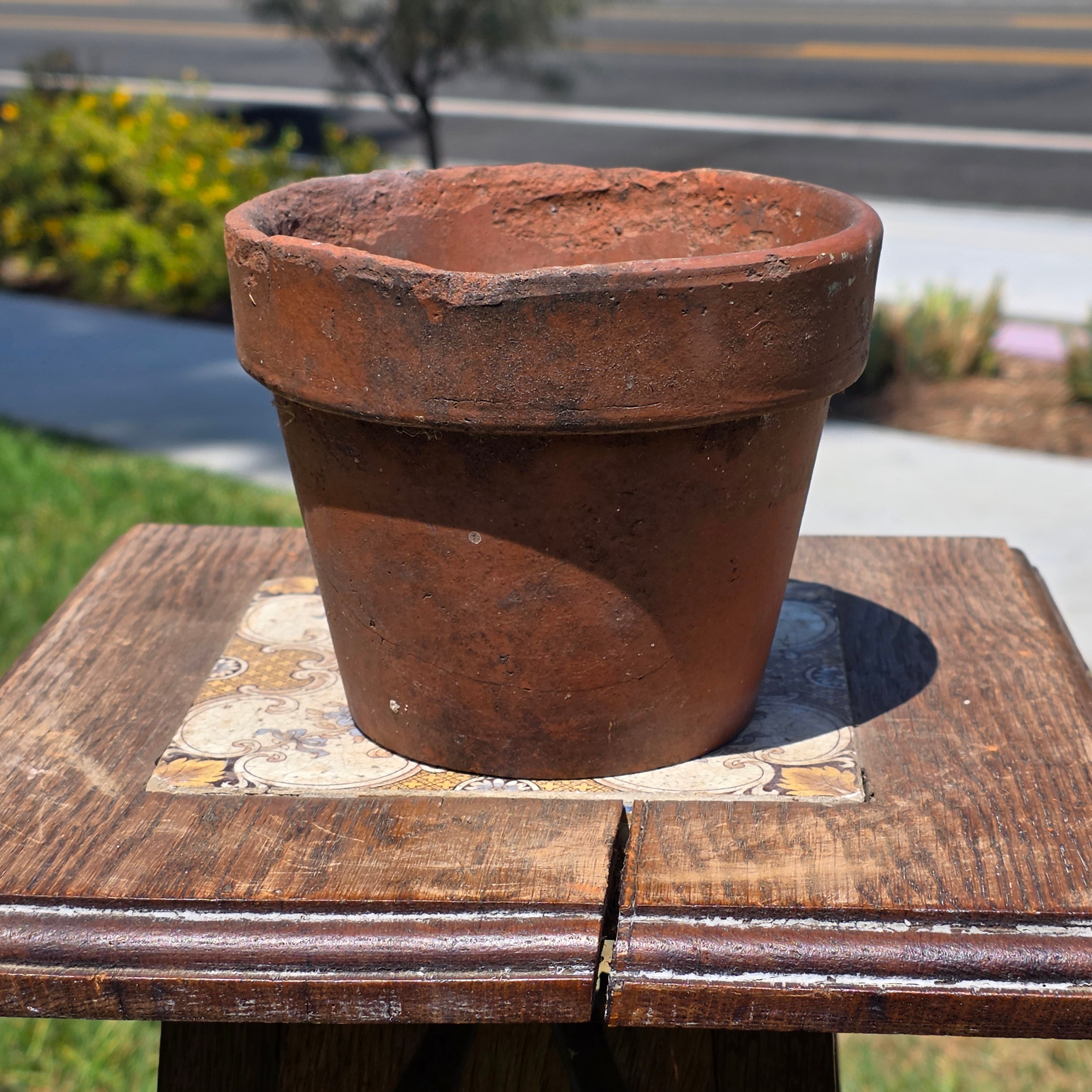 Vintage Terracotta Pot Planter Small 5.5" Weathered Rustic Garden Clay