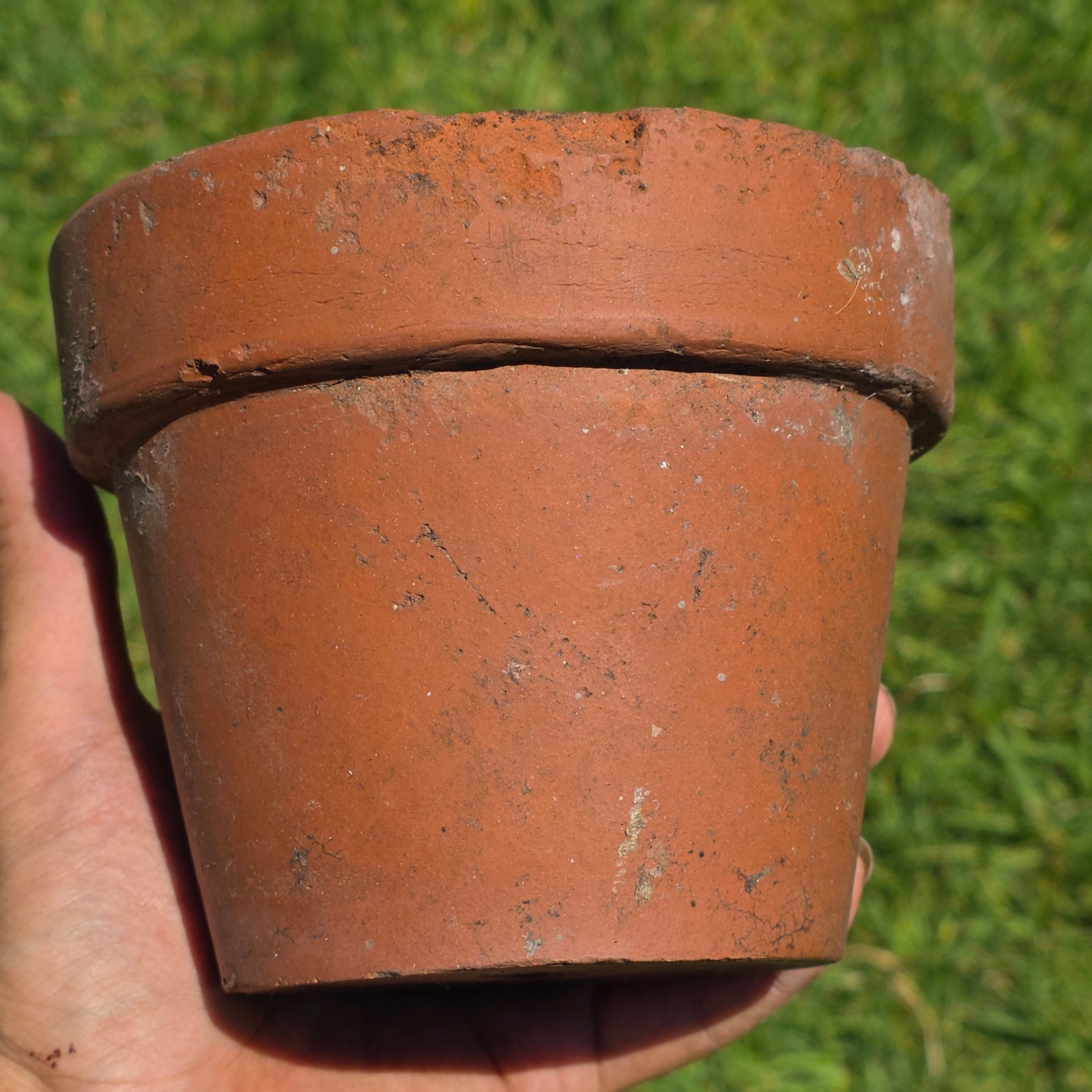 Vintage Terracotta Pot Planter Small 5.5" Weathered Rustic Garden Clay