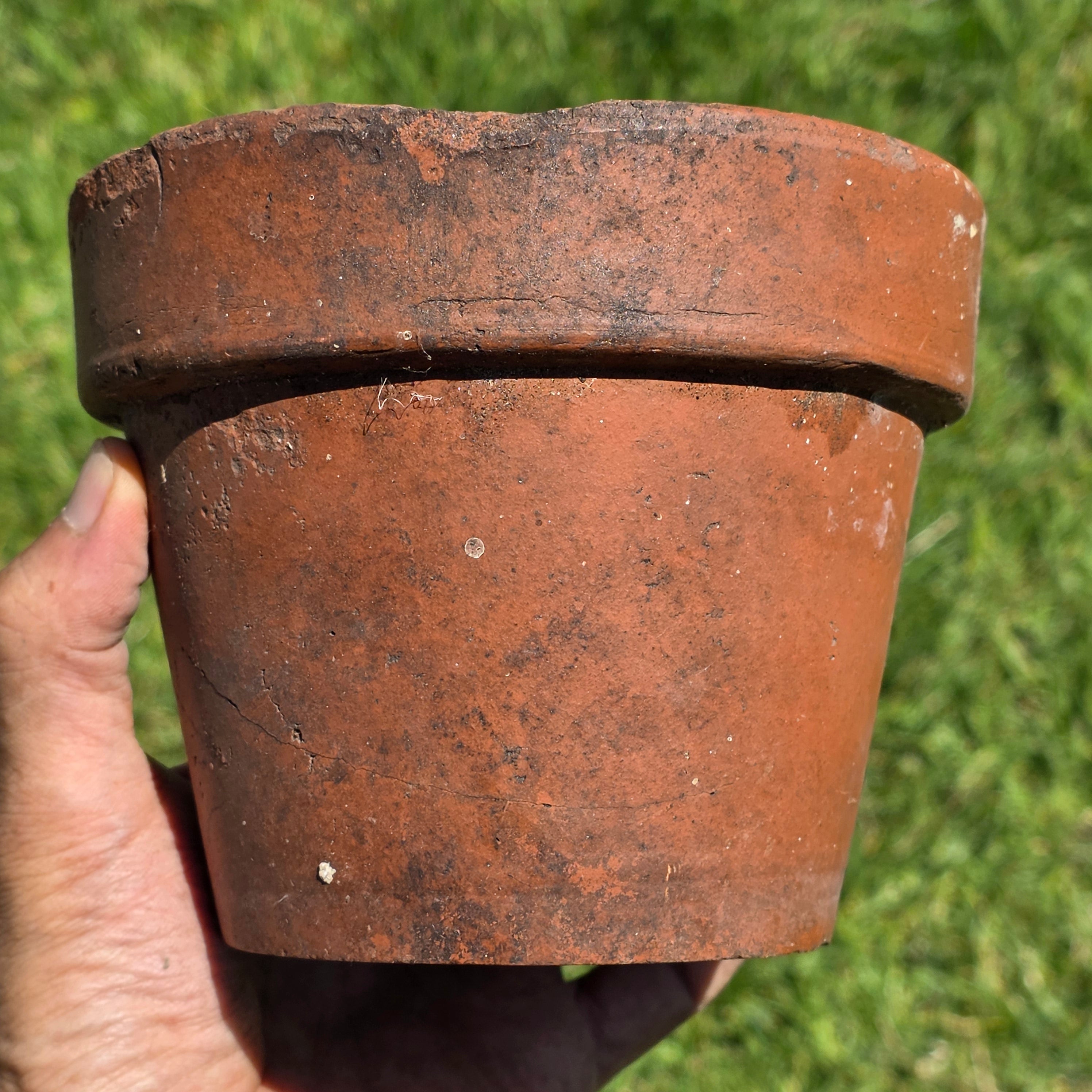 Vintage Terracotta Pot Planter Small 5.5" Weathered Rustic Garden Clay