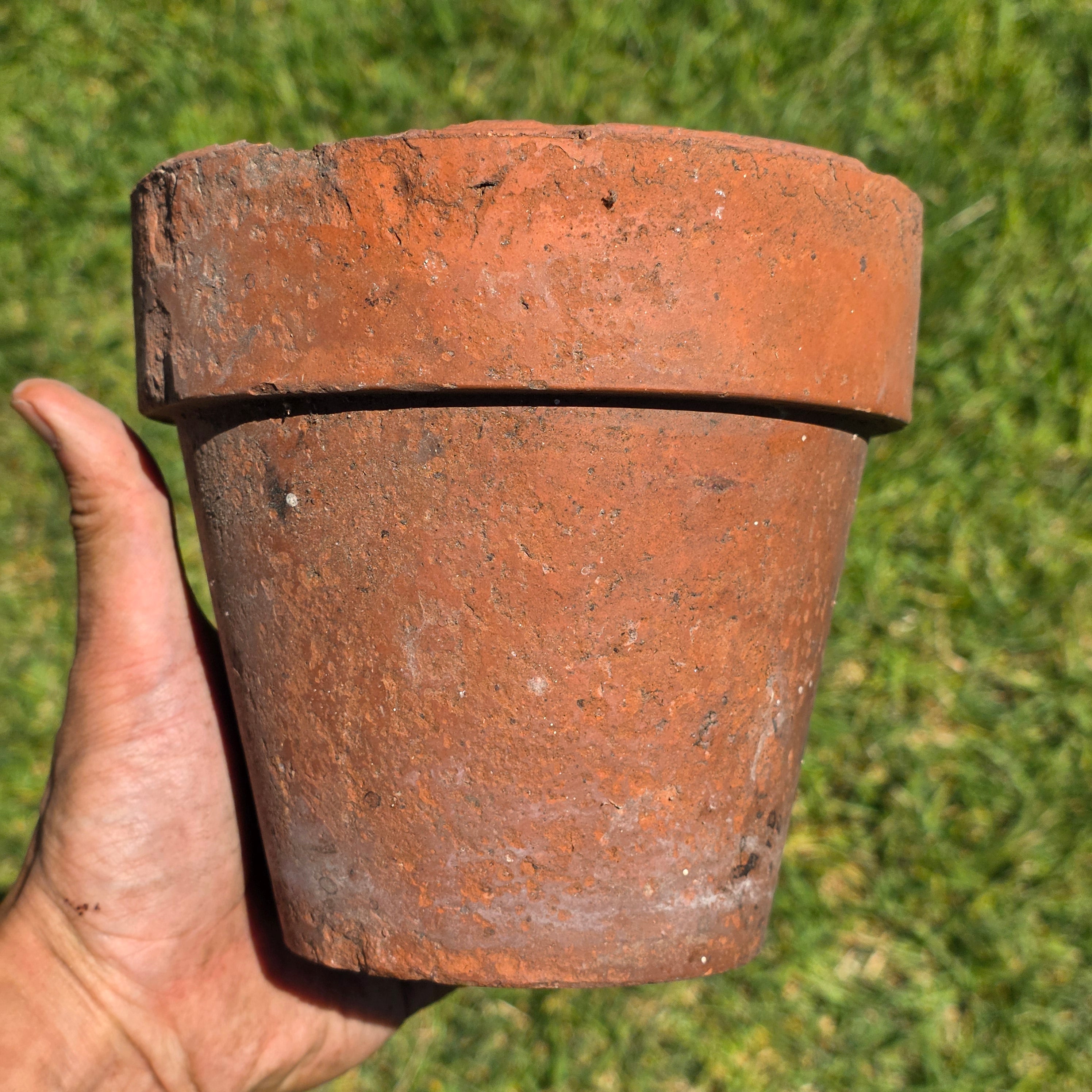 Vintage Terracotta Pot Planter 6" Weathered Aged Clay Flower Pot Garden