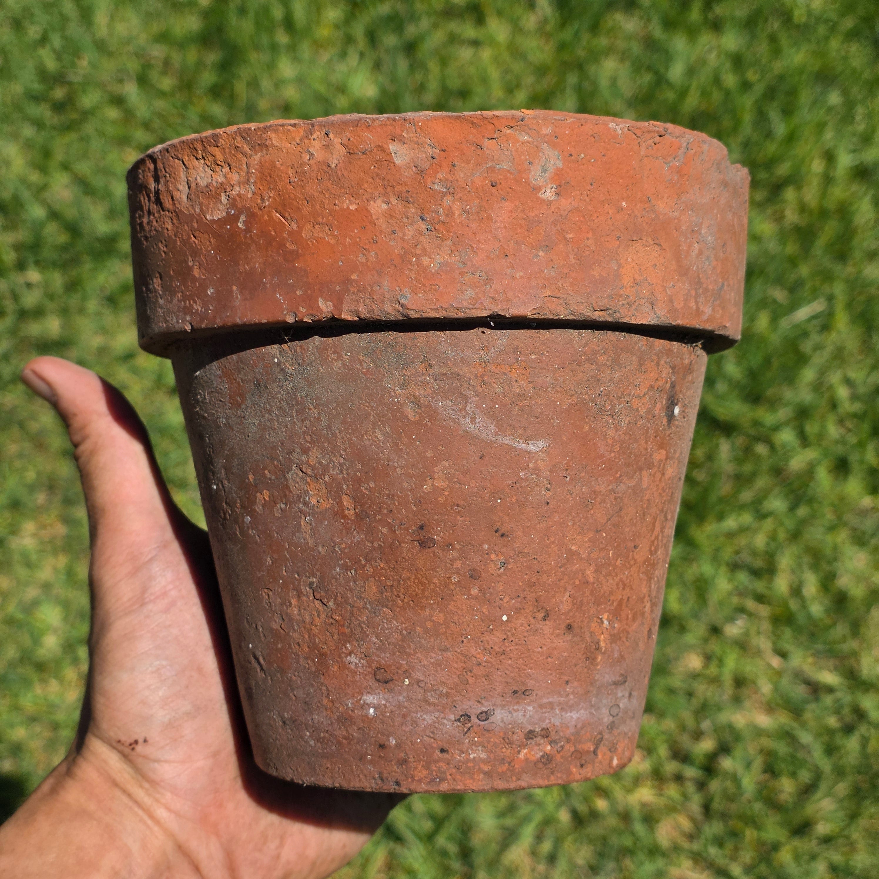Vintage Terracotta Pot Planter 6" Weathered Aged Clay Flower Pot Garden