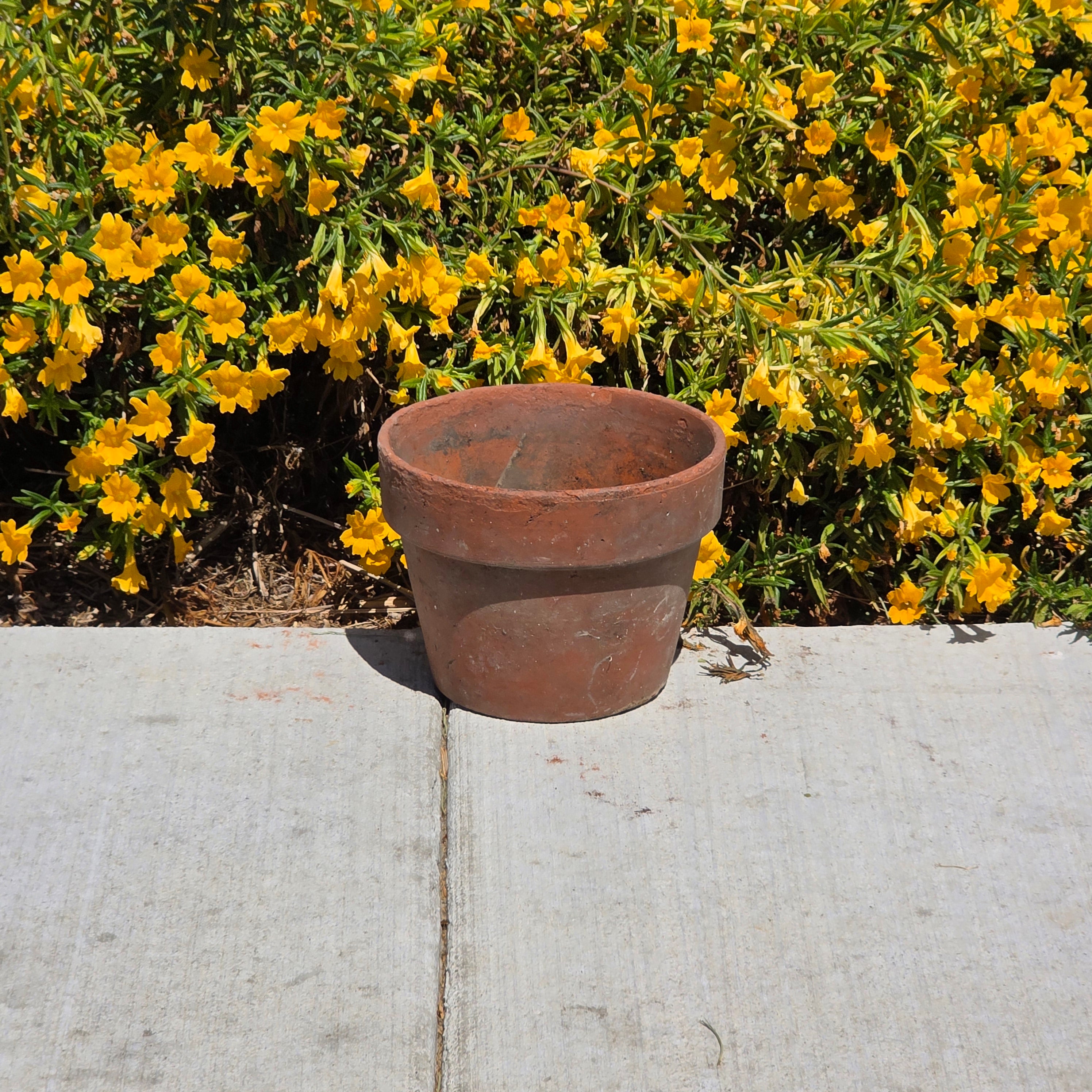 Vintage Terracotta Pot Planter 8.5" Weathered Rustic Clay Flower Pot Garden