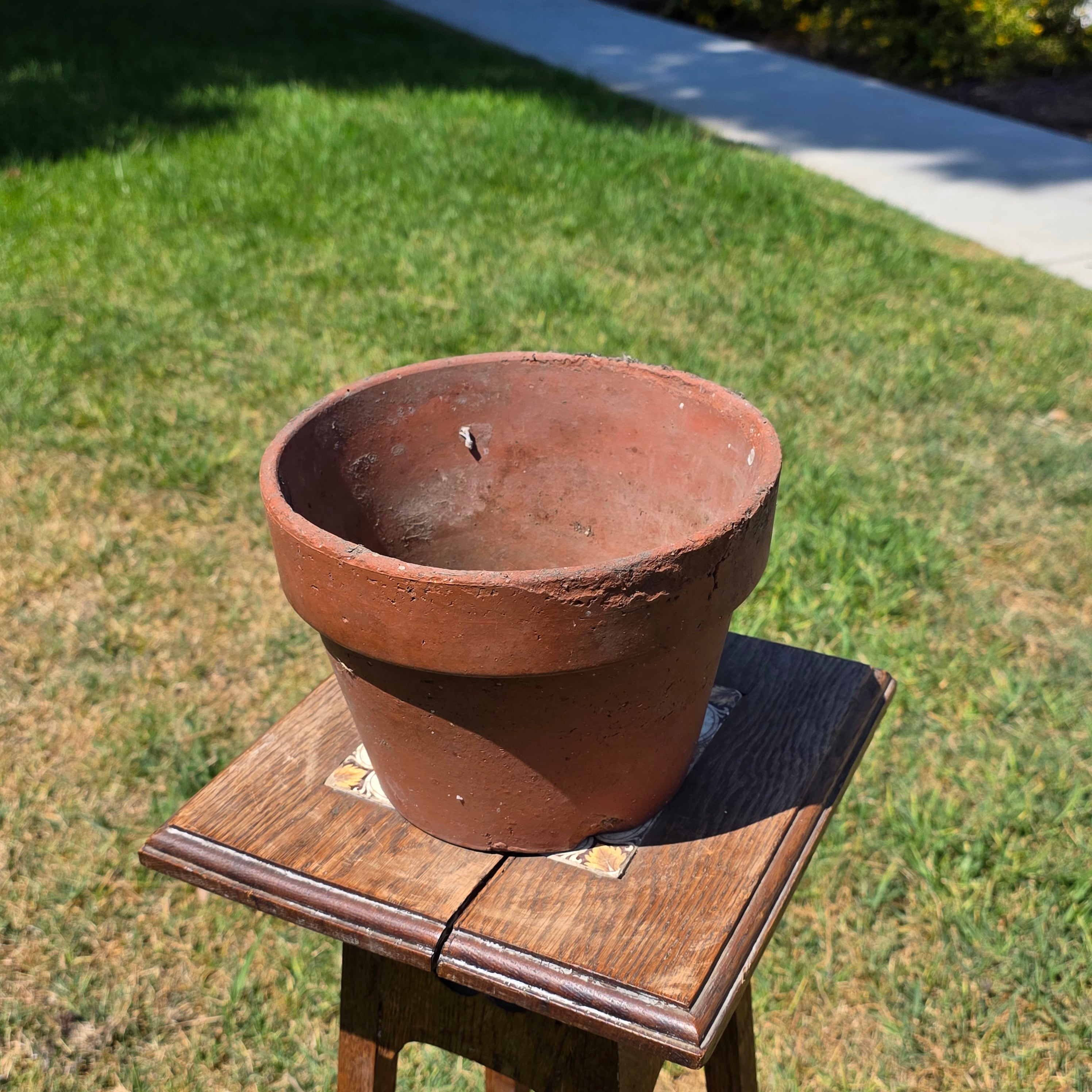 Vintage Terracotta Pot Planter 8.5" Weathered Rustic Clay Flower Pot Garden