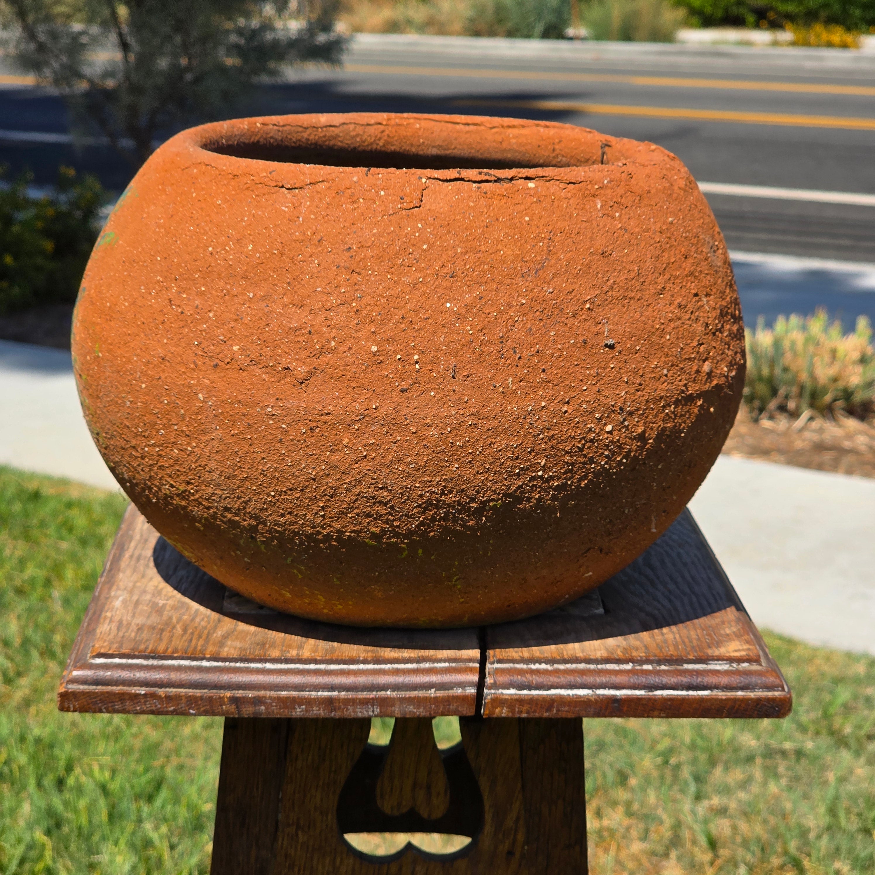 Vintage Mexican Terracotta Planter Pot Hand Painted Rustic Clay Garden 11"