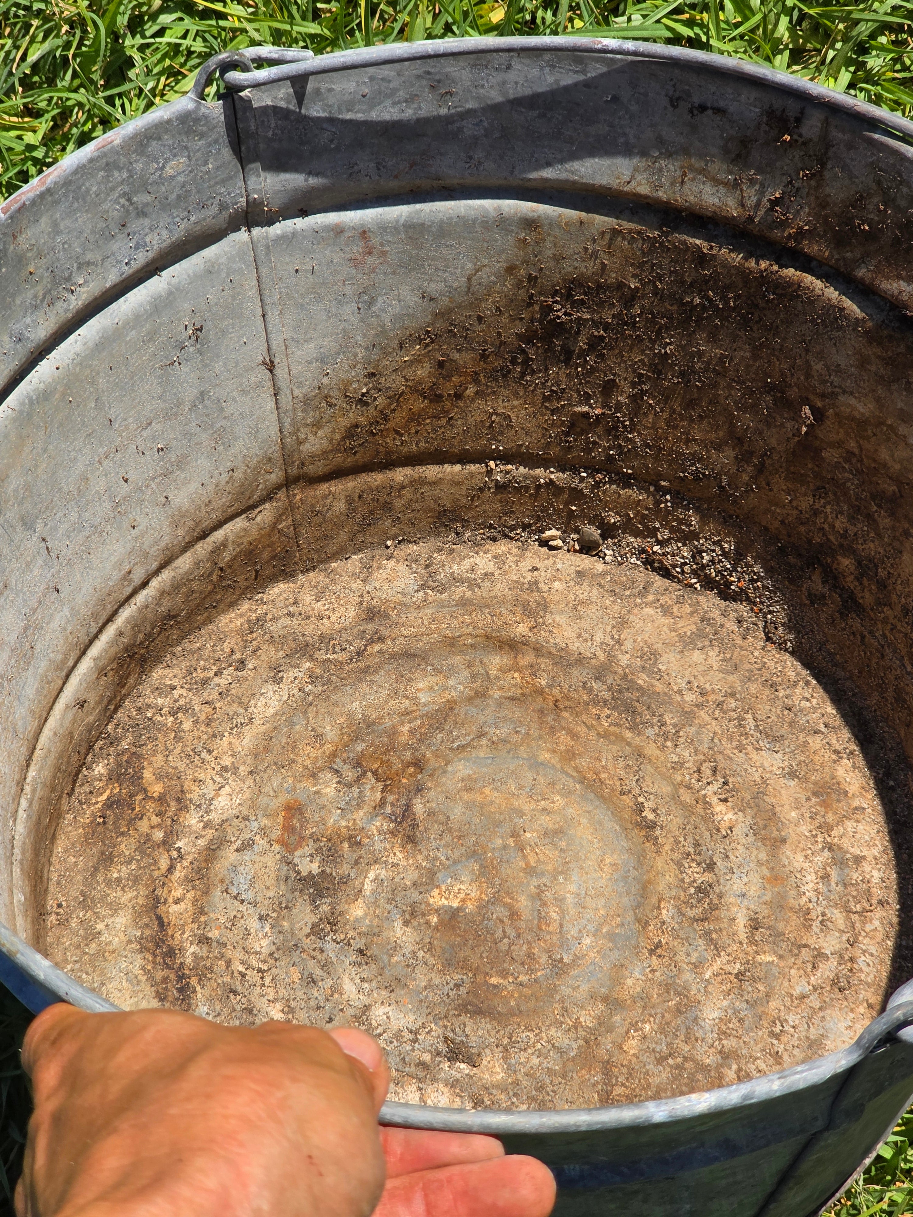 Share Vintage Galvanized Metal Bucket Wash Tub Planter Rustic Farmhouse 14"