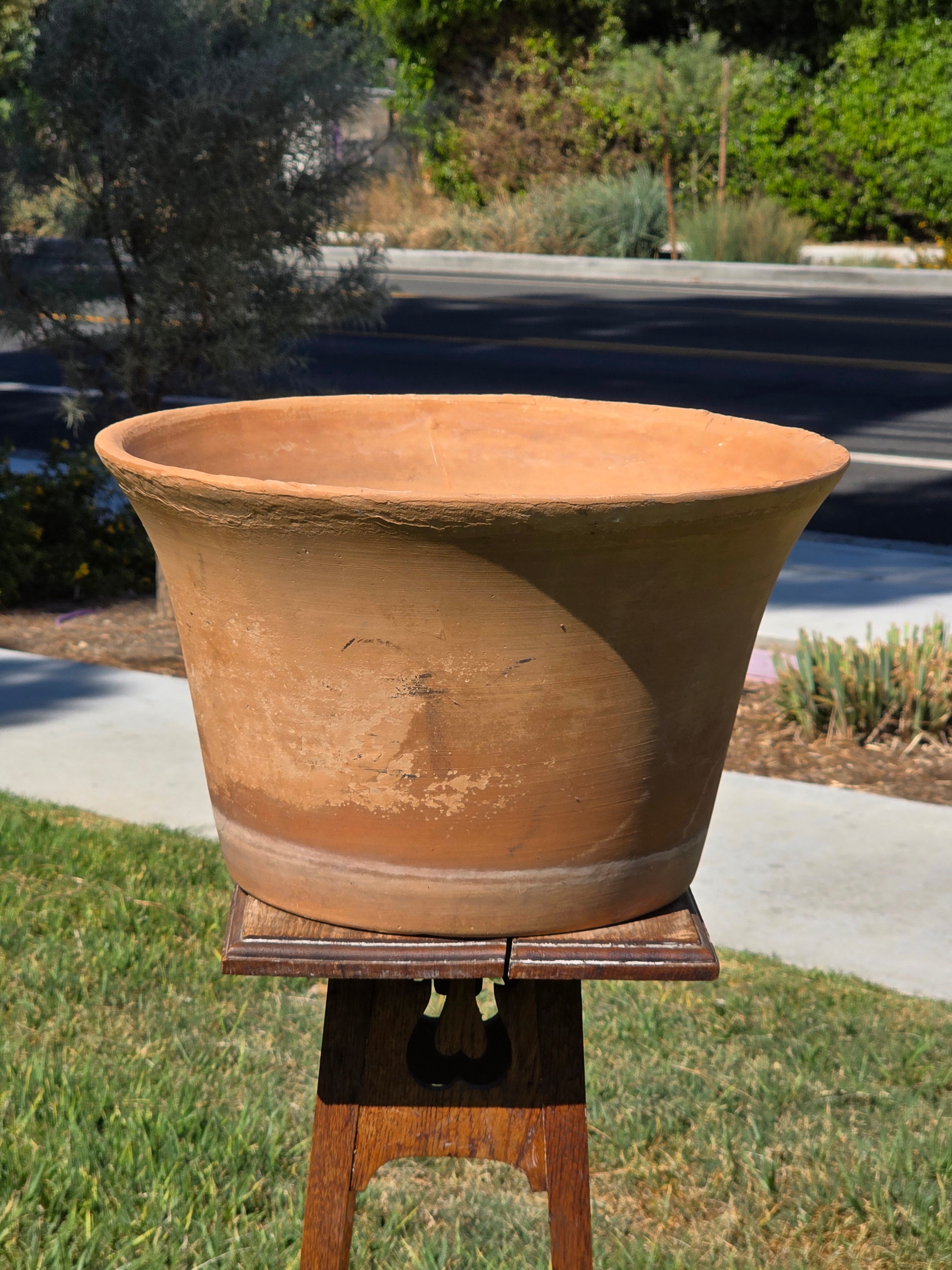 Vintage Terracotta Planter Large Flared Rim Pot Mid Century USA Pottery 17"
