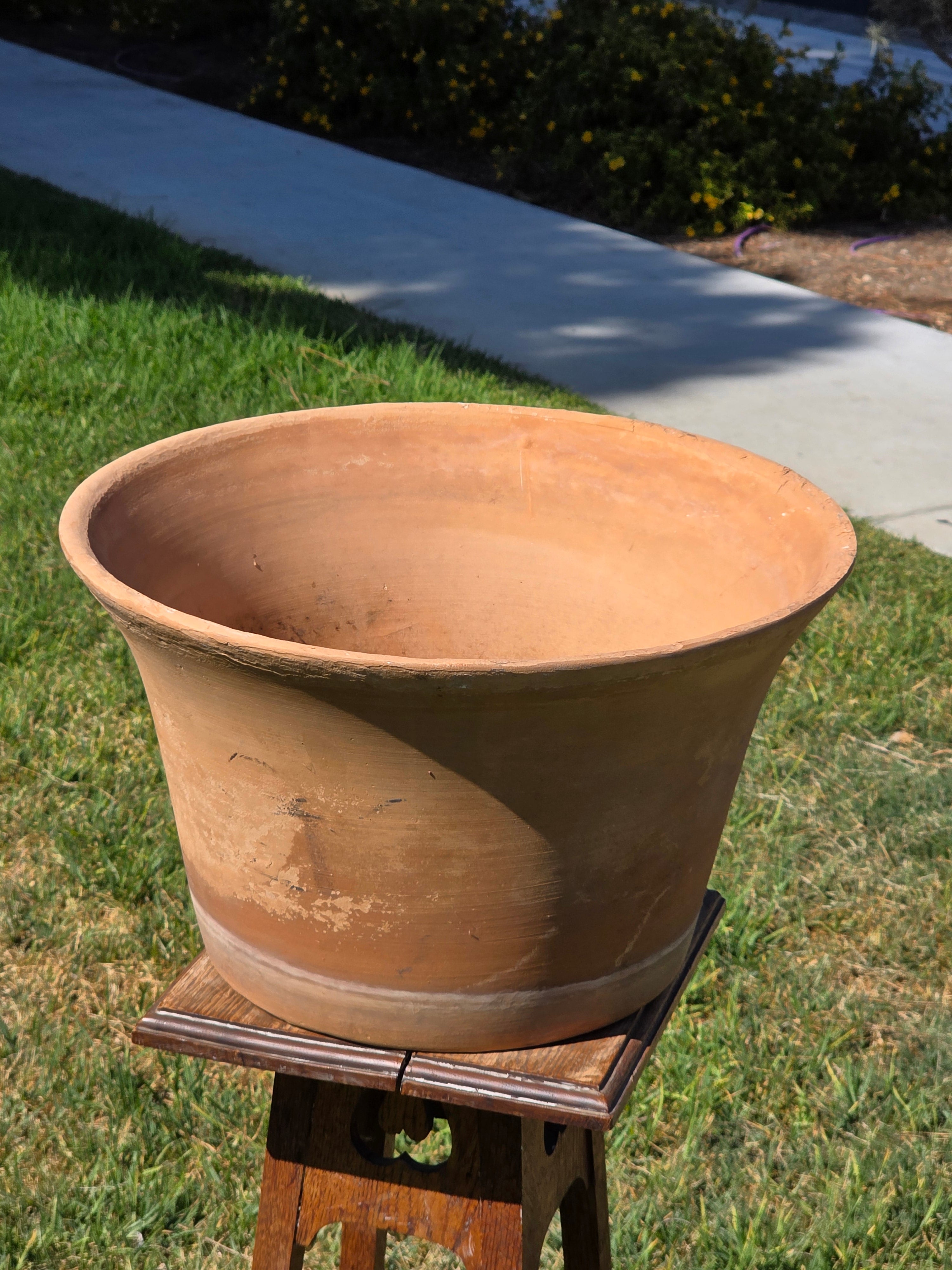 Vintage Terracotta Planter Large Flared Rim Pot Mid Century USA Pottery 17"