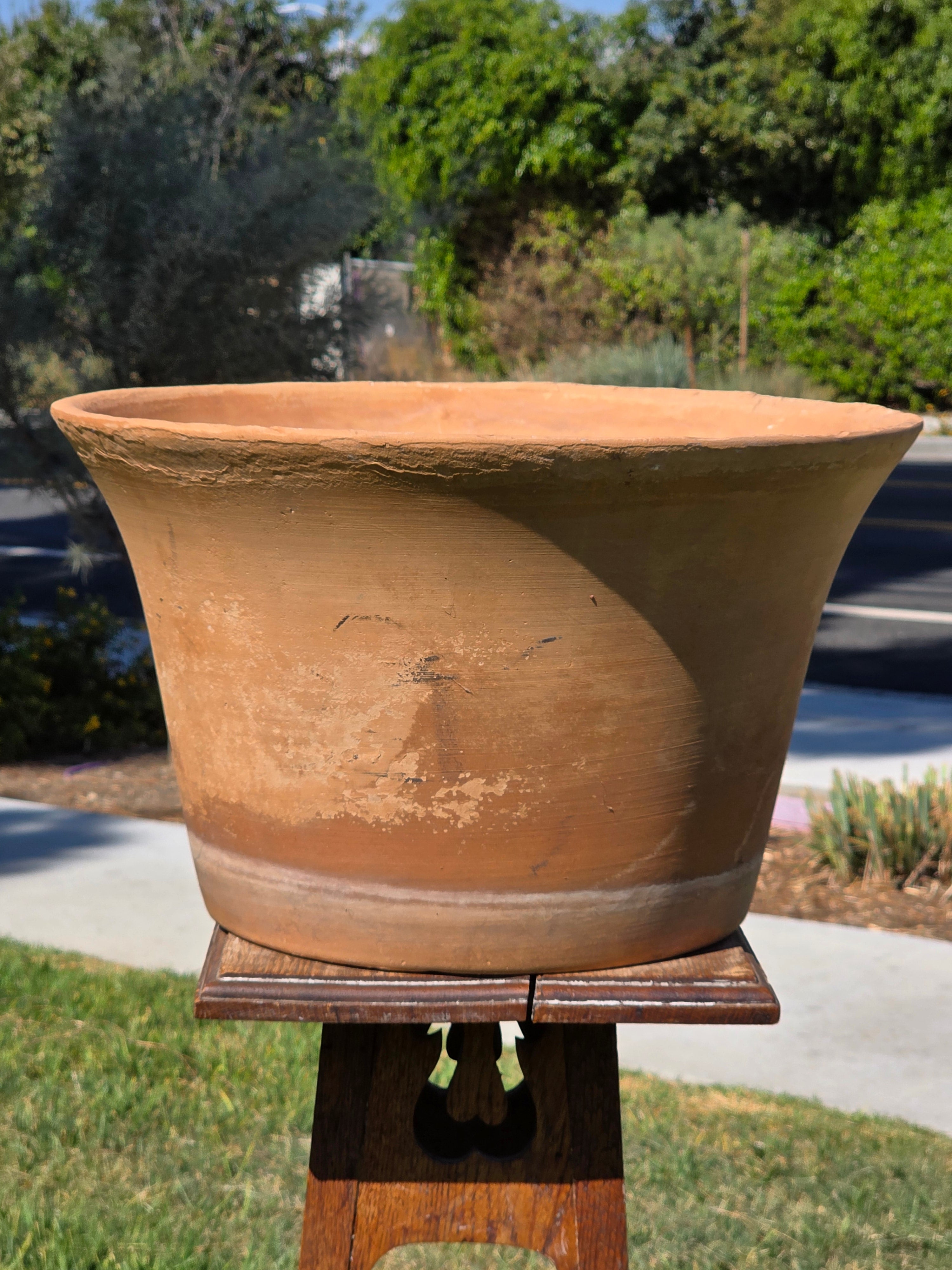 Vintage Terracotta Planter Large Flared Rim Pot Mid Century USA Pottery 17"