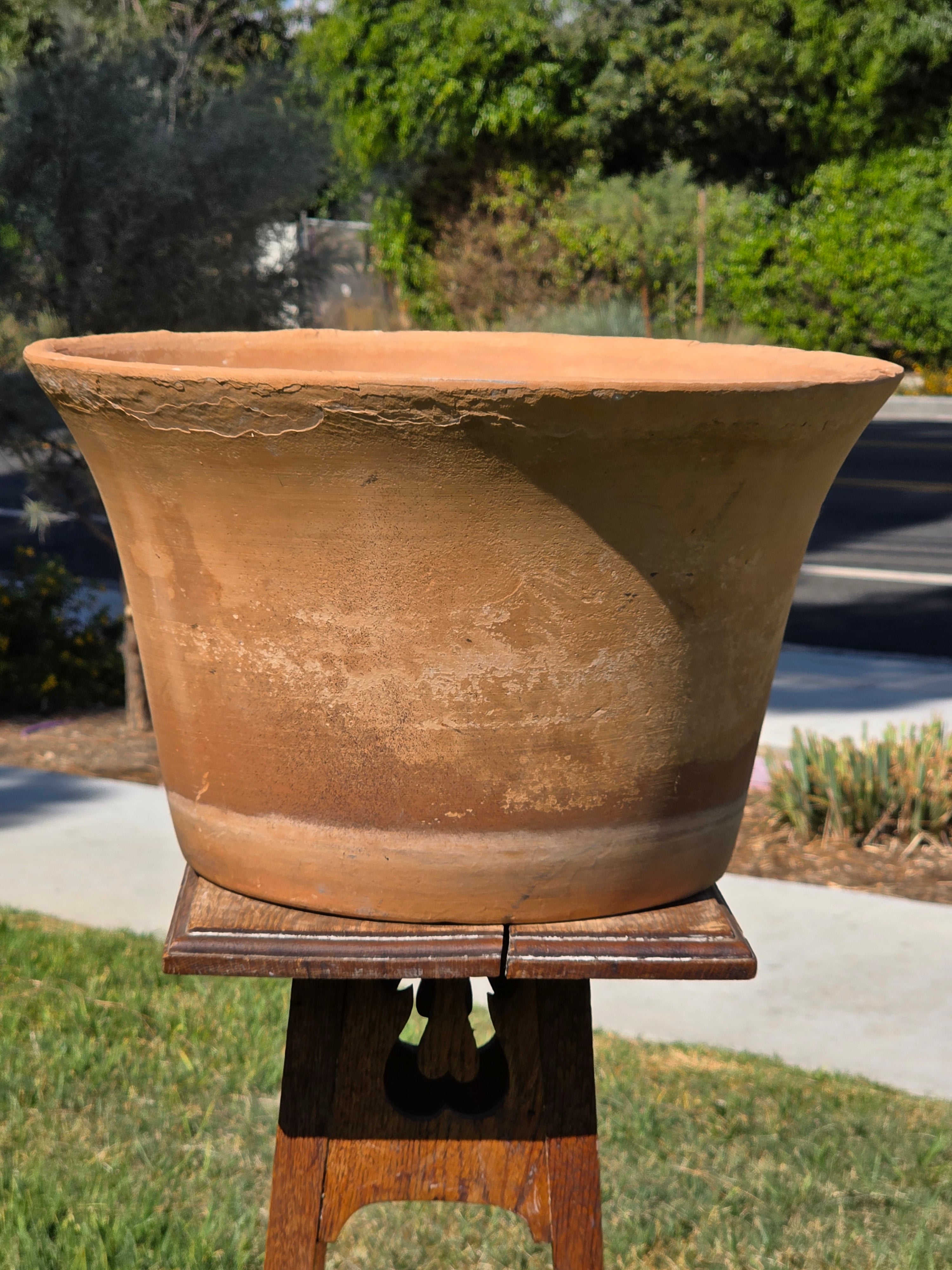 Vintage Terracotta Planter Large Flared Rim Pot Mid Century USA Pottery 17"