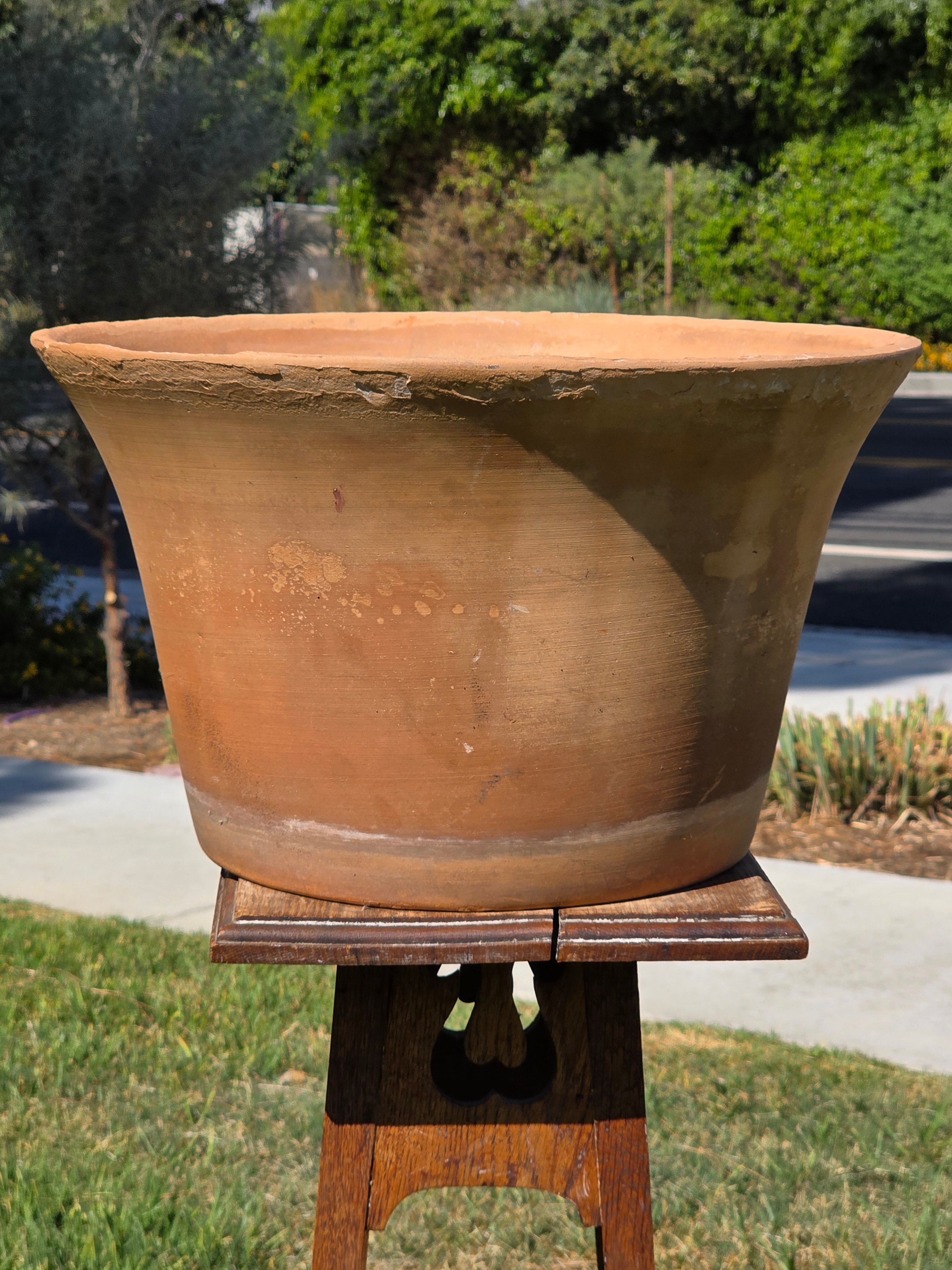 Vintage Terracotta Planter Large Flared Rim Pot Mid Century USA Pottery 17"
