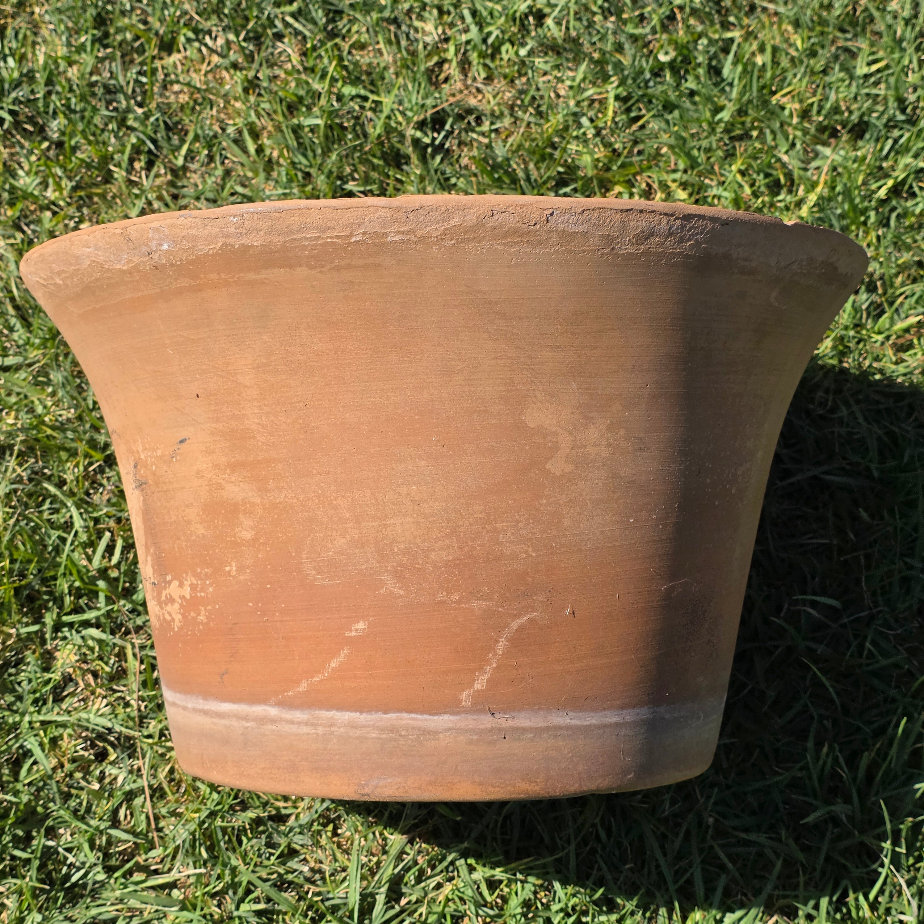 Vintage Terracotta Planter Large Flared Rim Pot Mid Century USA Pottery 17"