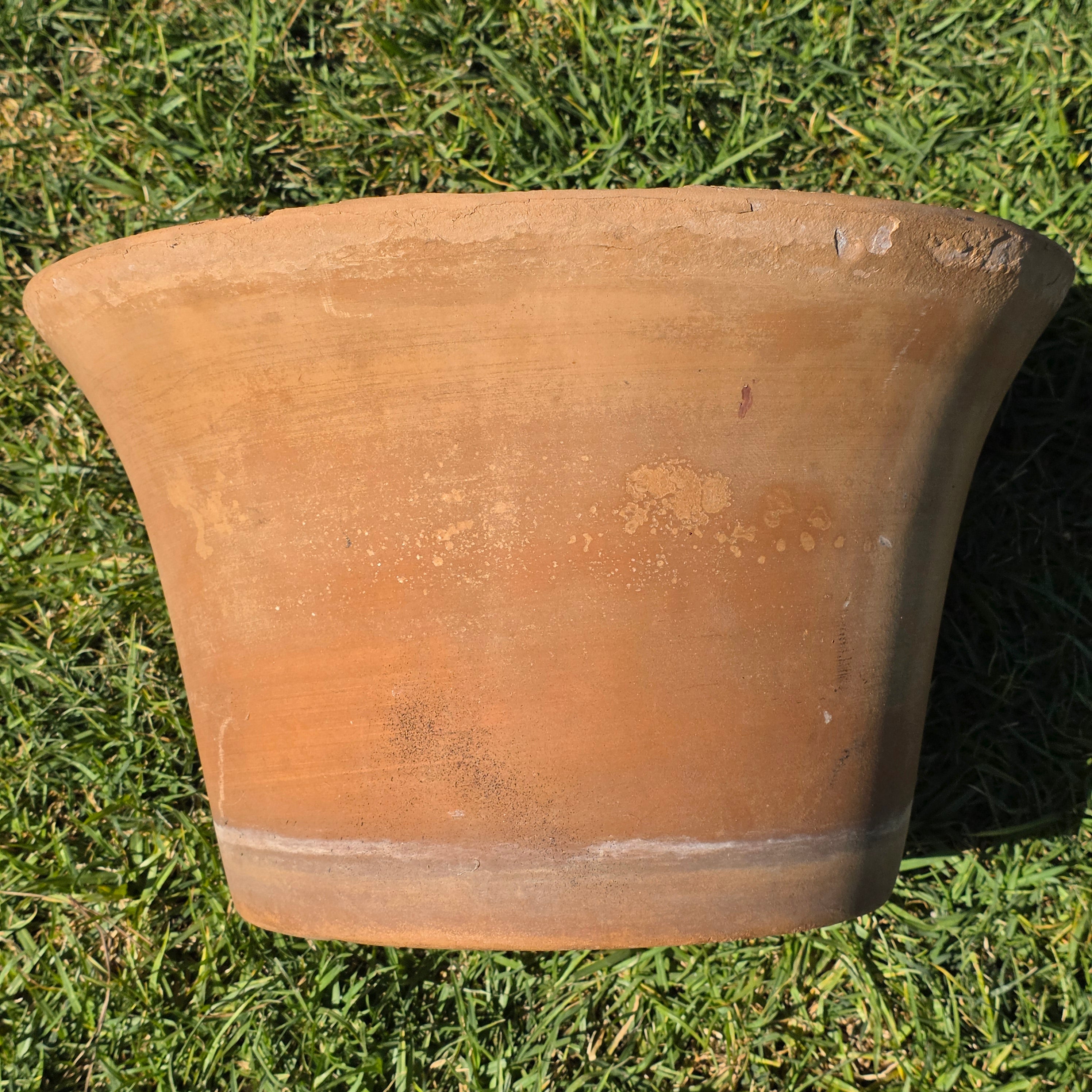 Vintage Terracotta Planter Large Flared Rim Pot Mid Century USA Pottery 17"