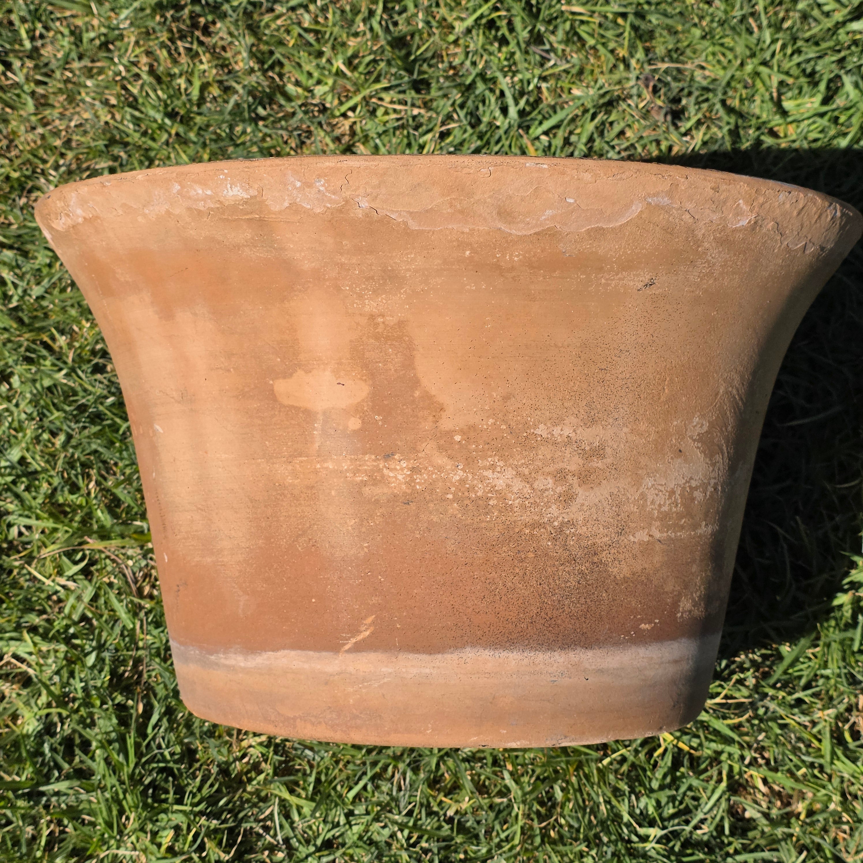 Vintage Terracotta Planter Large Flared Rim Pot Mid Century USA Pottery 17"