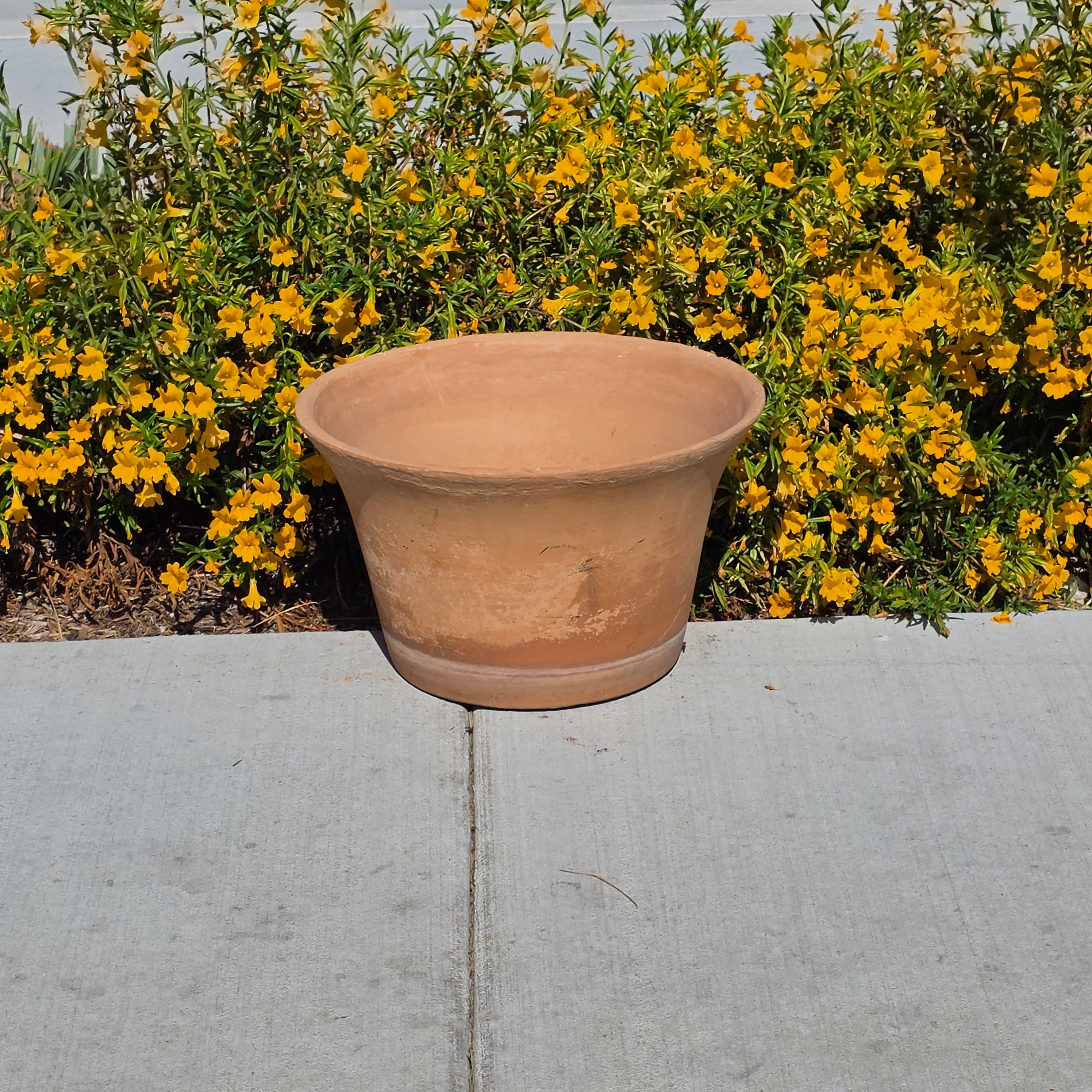 Vintage Terracotta Planter Large Flared Rim Pot Mid Century USA Pottery 17"