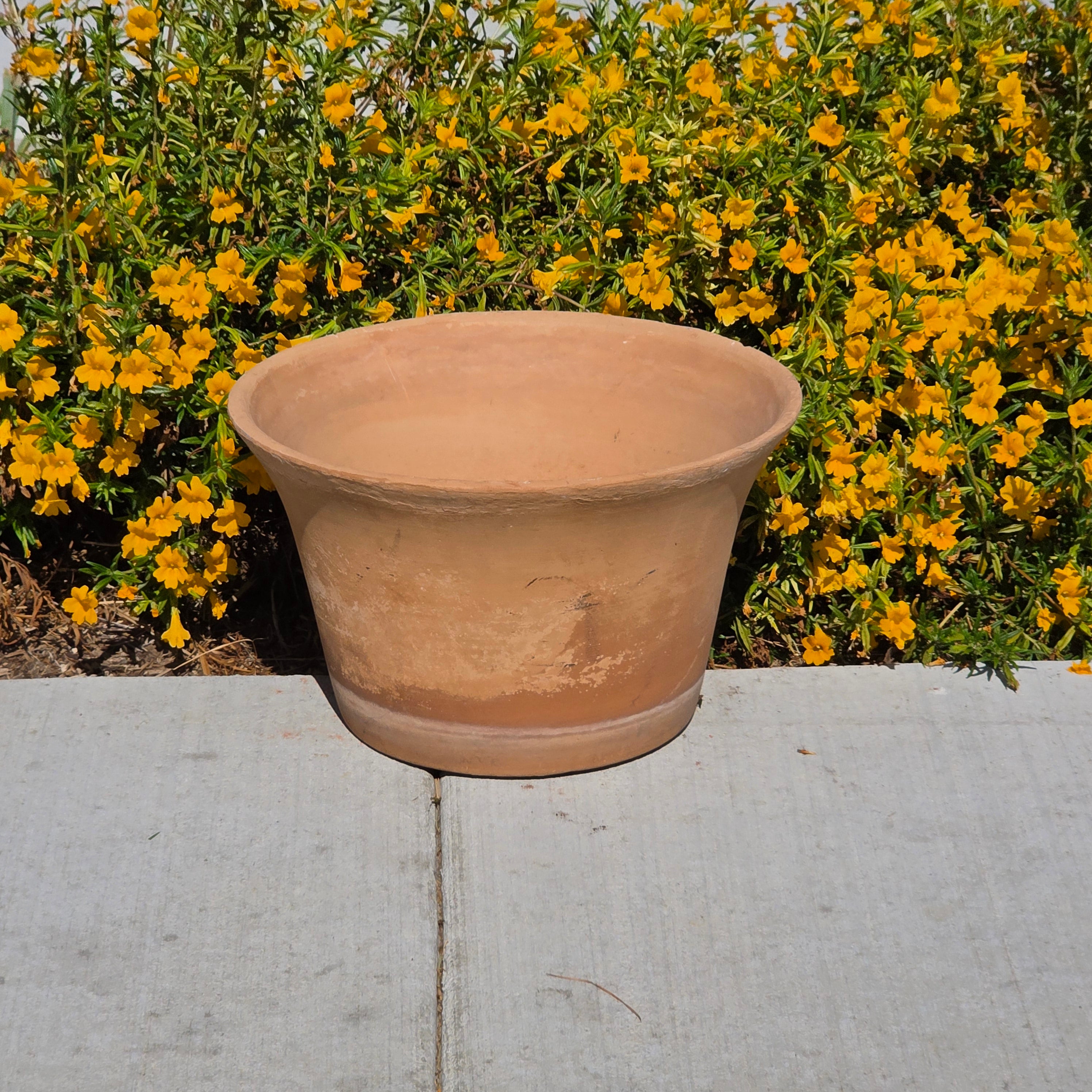 Vintage Terracotta Planter Large Flared Rim Pot Mid Century USA Pottery 17"