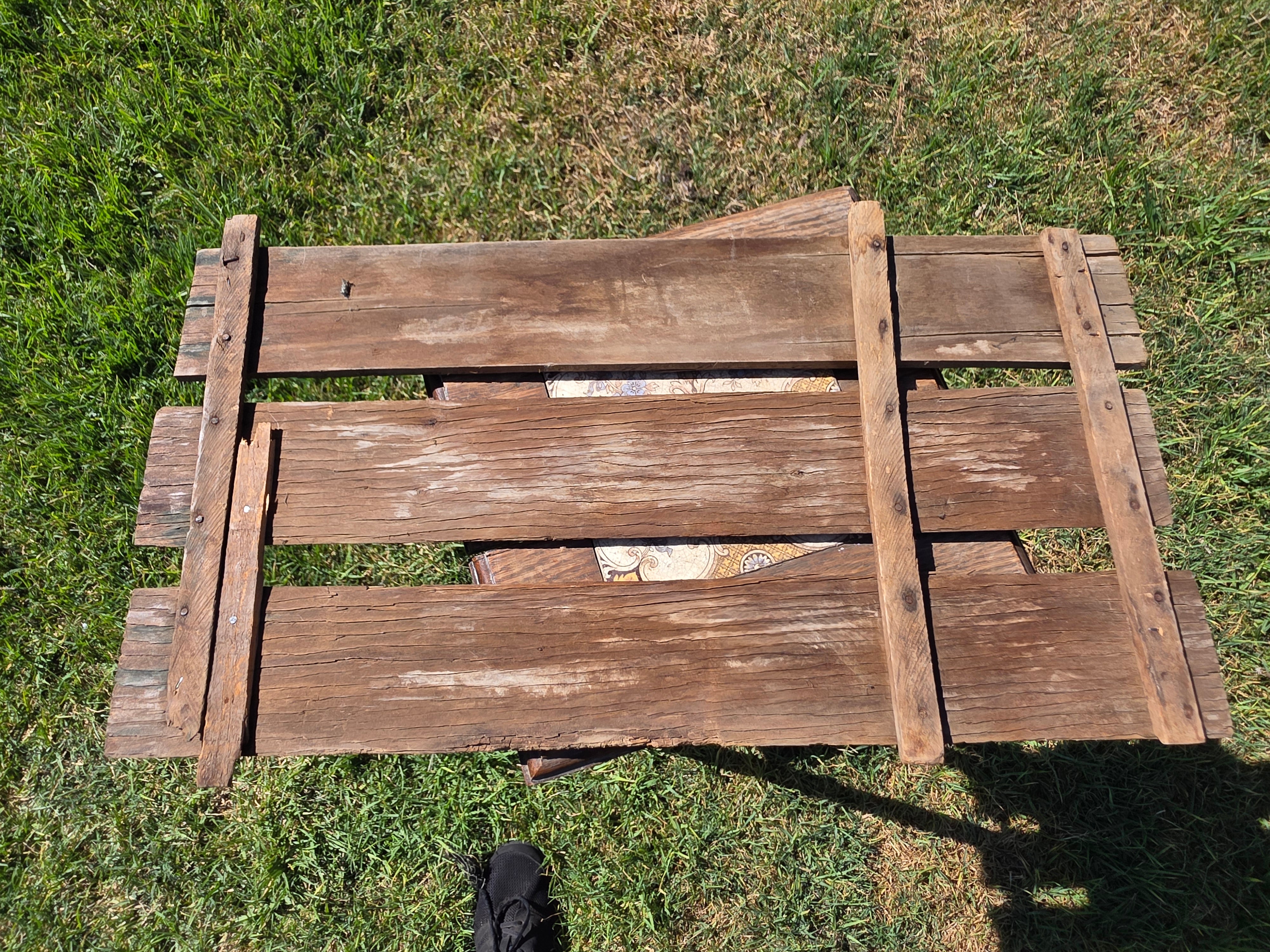 Antique Wood Egg Crate L.C. & R Inc Vintage Slatted Wire Basket Primitive Box