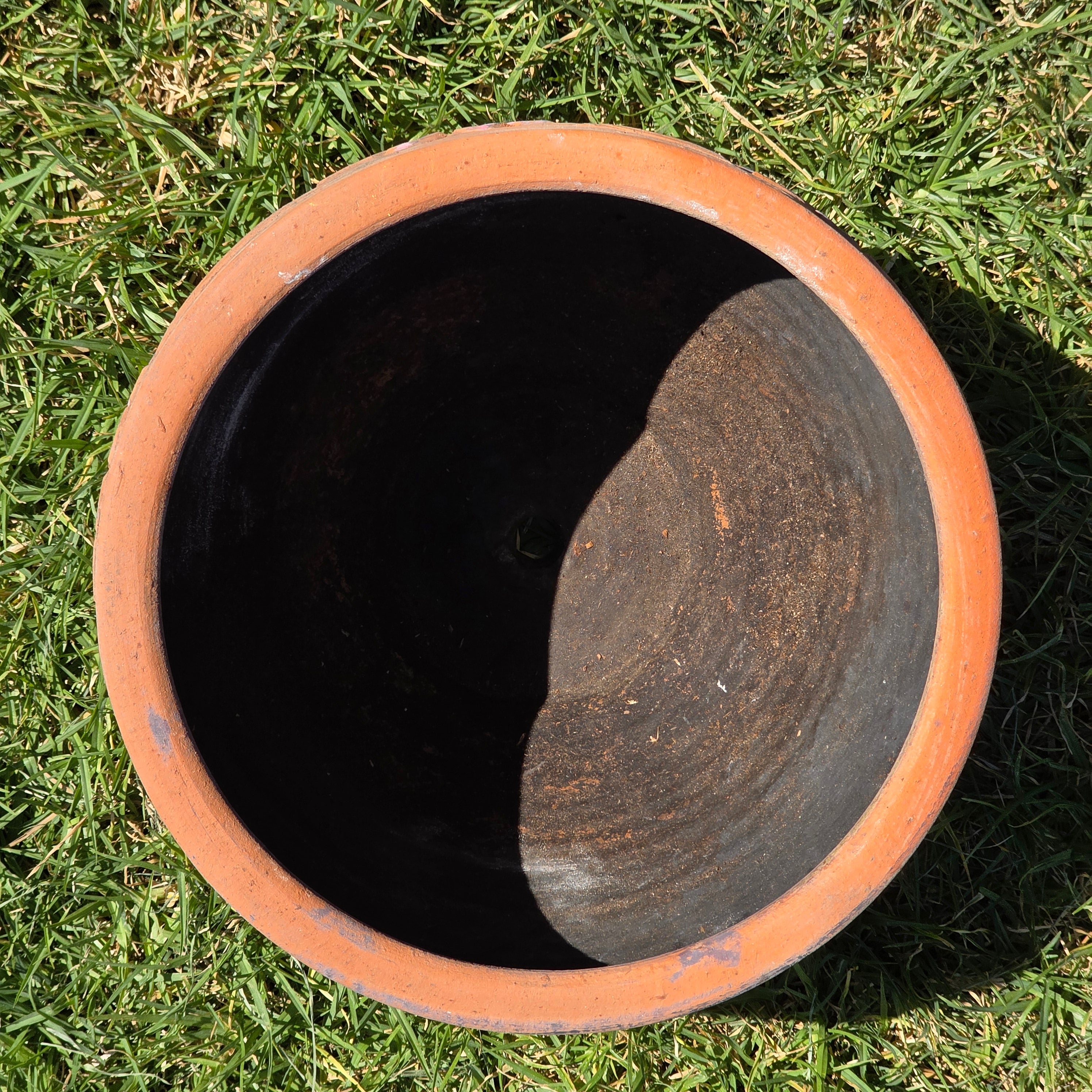 Vintage Terracotta Planter Clay Pot Carved Floral Rustic Garden Urn 12.5" x 9.5"