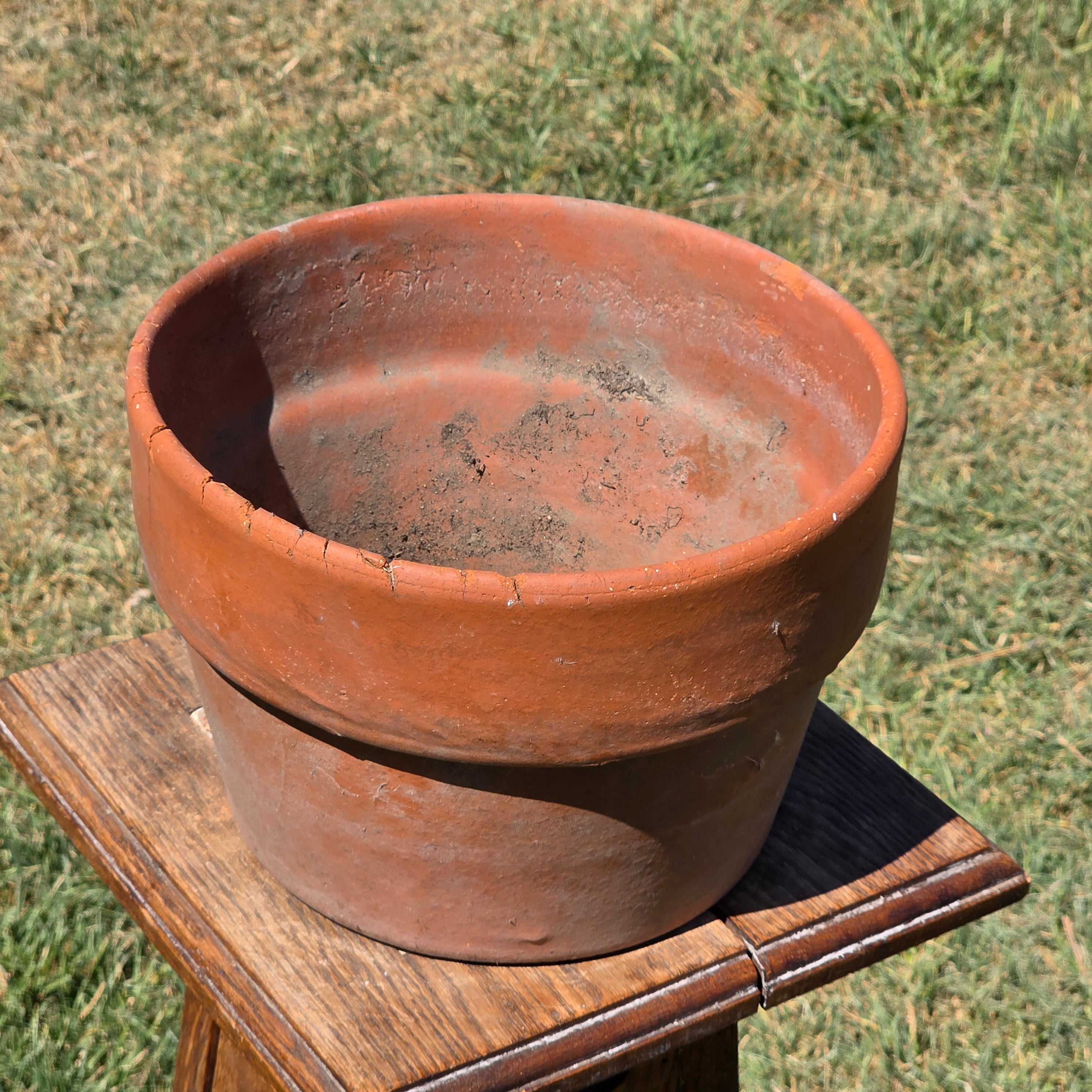 Vintage Terracotta Planter Pot Orange Clay Garden Rustic Stepped Rim Flowerpot 10"
