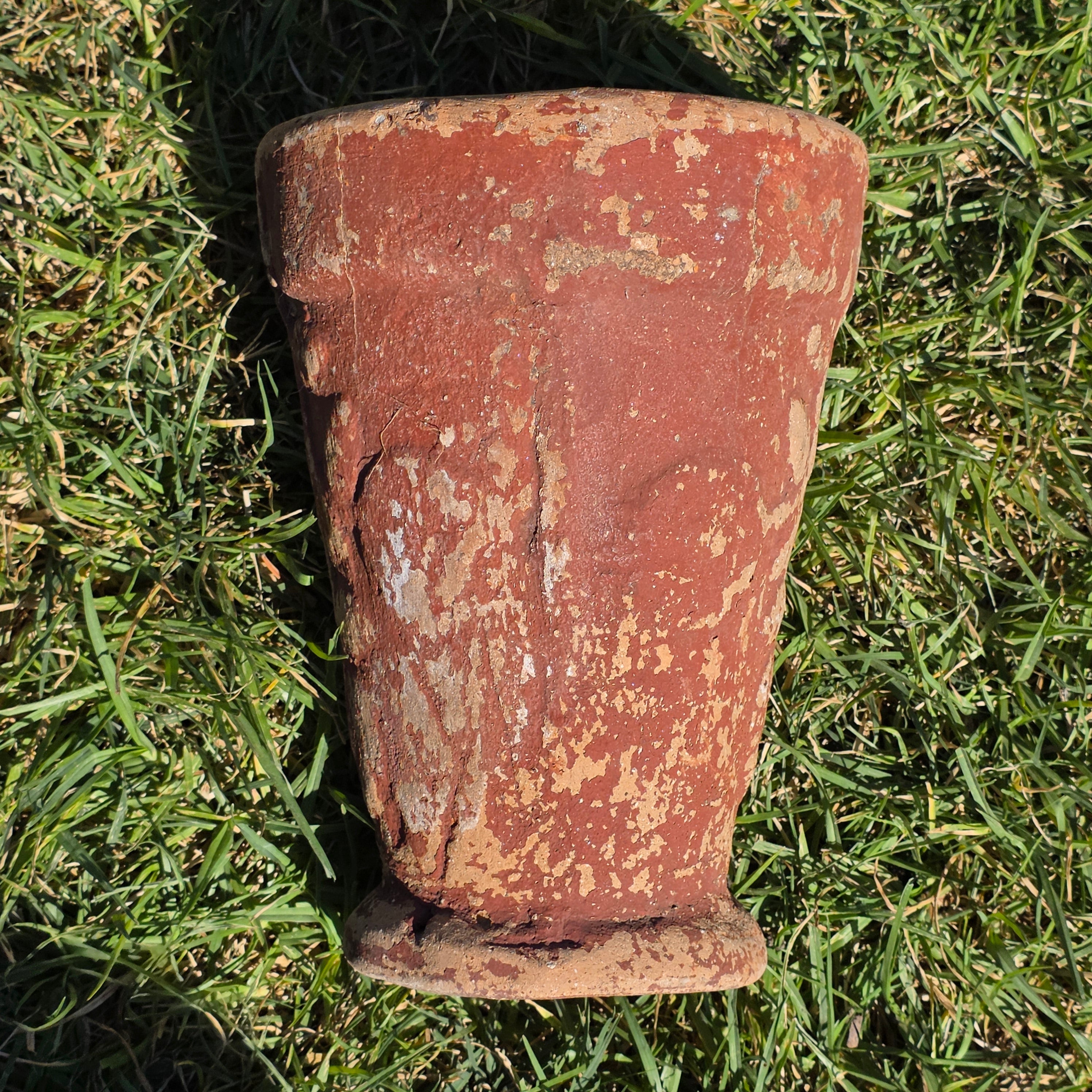 Vintage Terracotta Garden Planter Relief Sunflower Daisy Clay Pot Heavy 9.5"