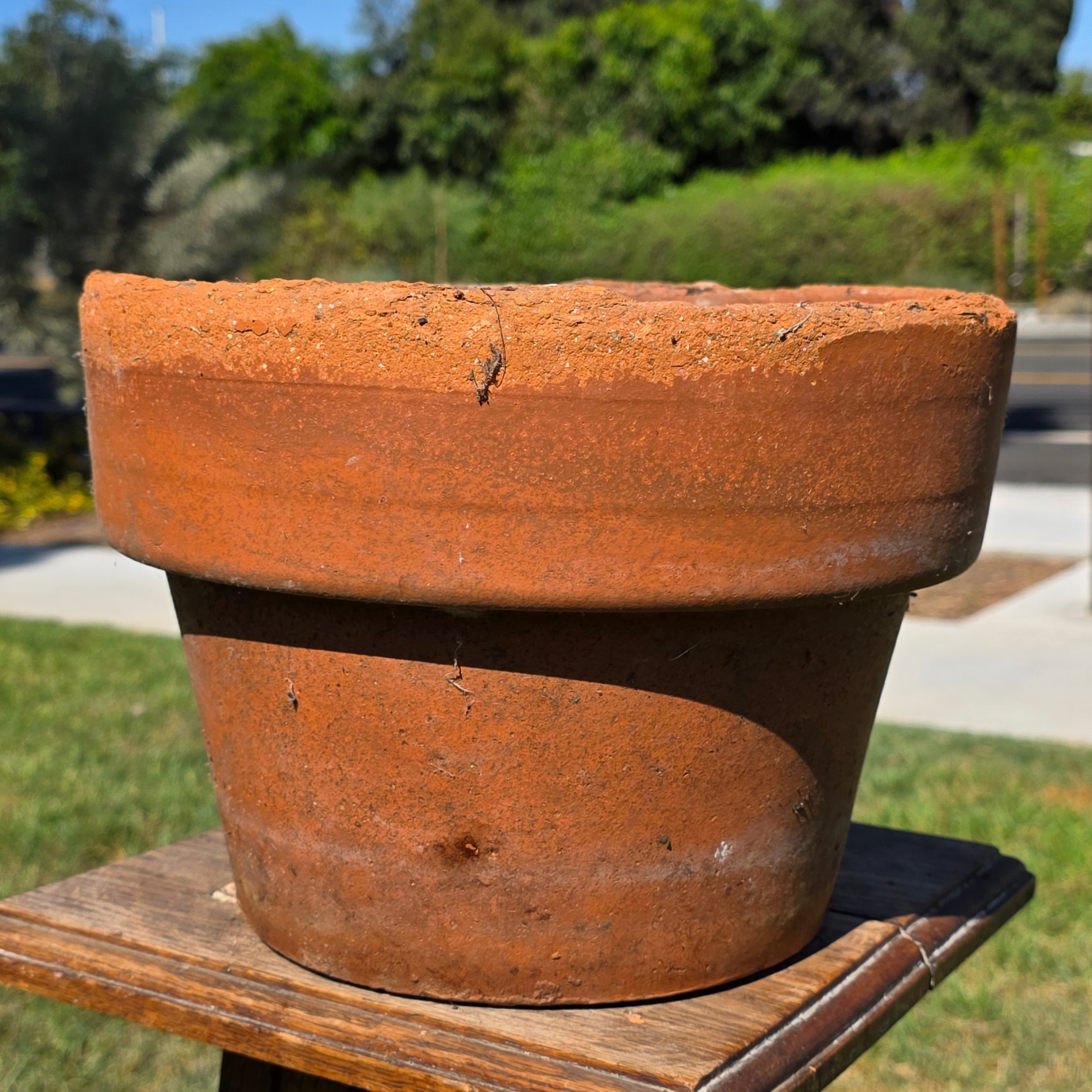 Vintage Rustic Terracotta Brown Round Planter Pot Garden Farmhouse 11.25in
