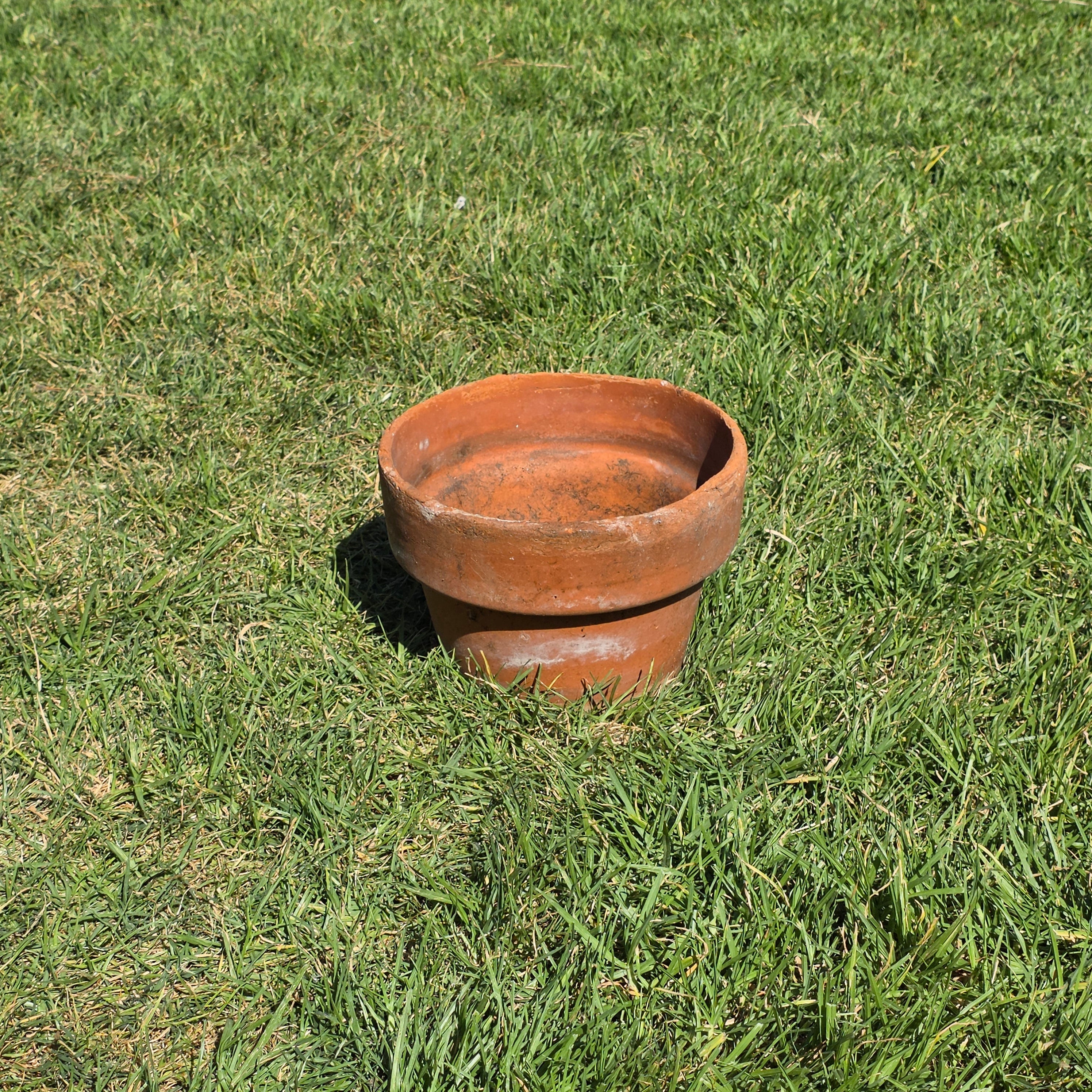 Vintage Rustic Terracotta Brown Round Planter Pot Garden Farmhouse 11.25in
