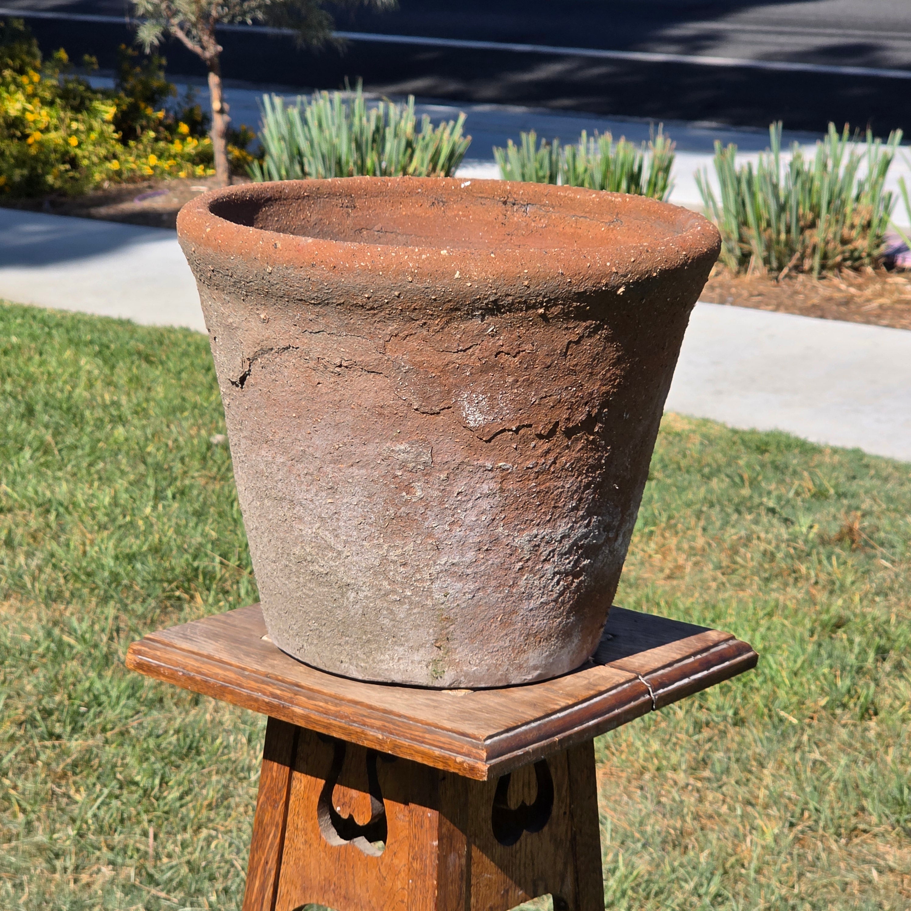 Vintage Weathered Terracotta Clay Planter Pot Rustic Garden Wabi-Sabi 12.5"