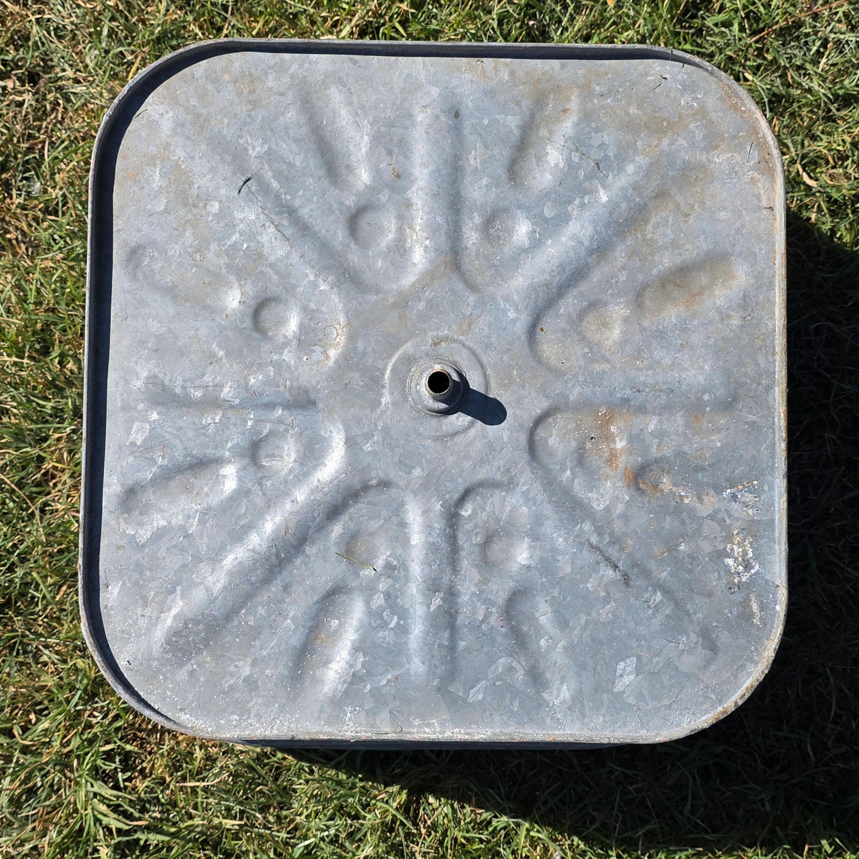 Vintage Galvanized Steel Square Wash Tub Large 20" Farmhouse Planter