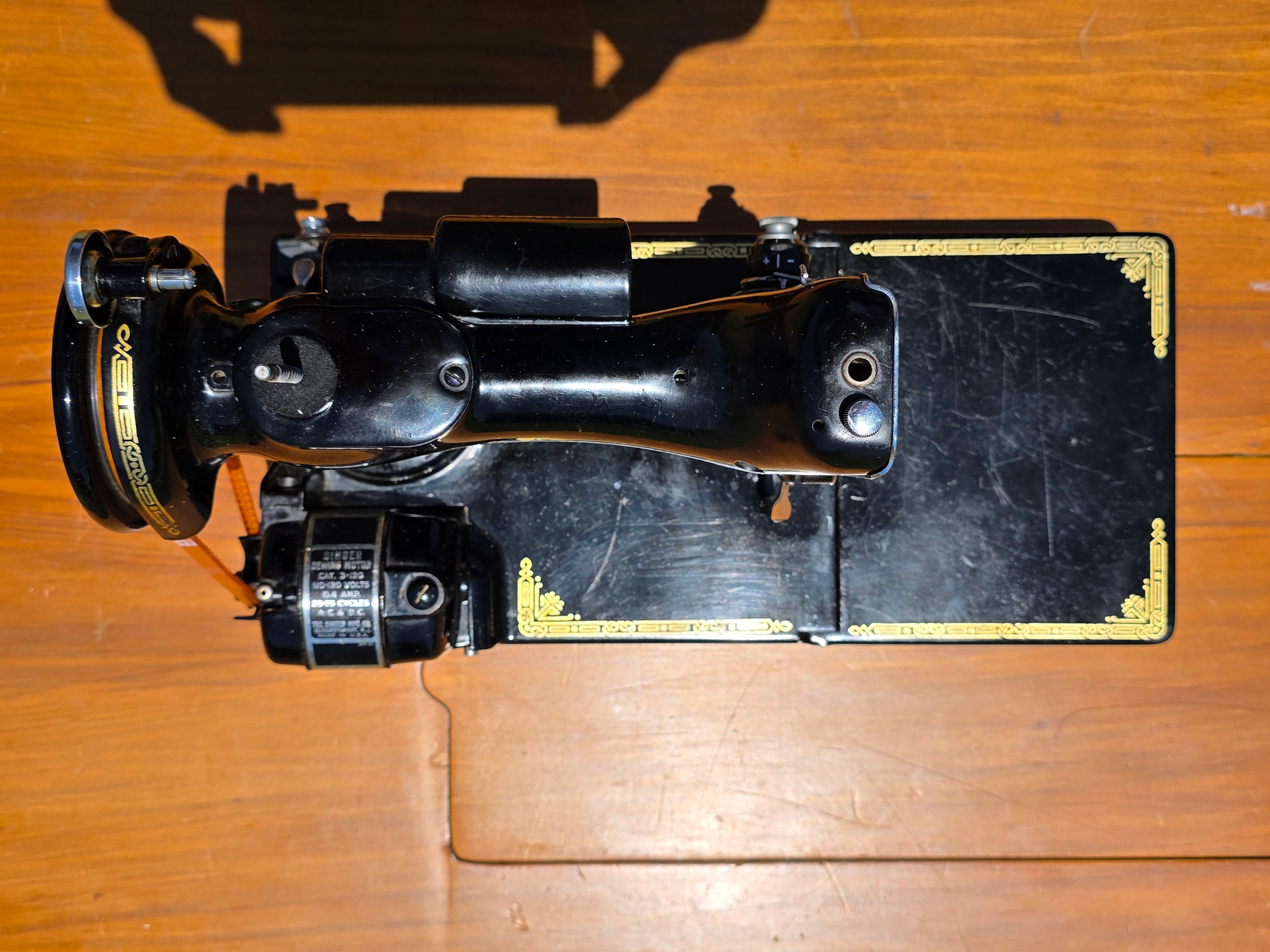 1948 Singer 221 Featherweight Sewing Machine Table Combo Set Case Box Black