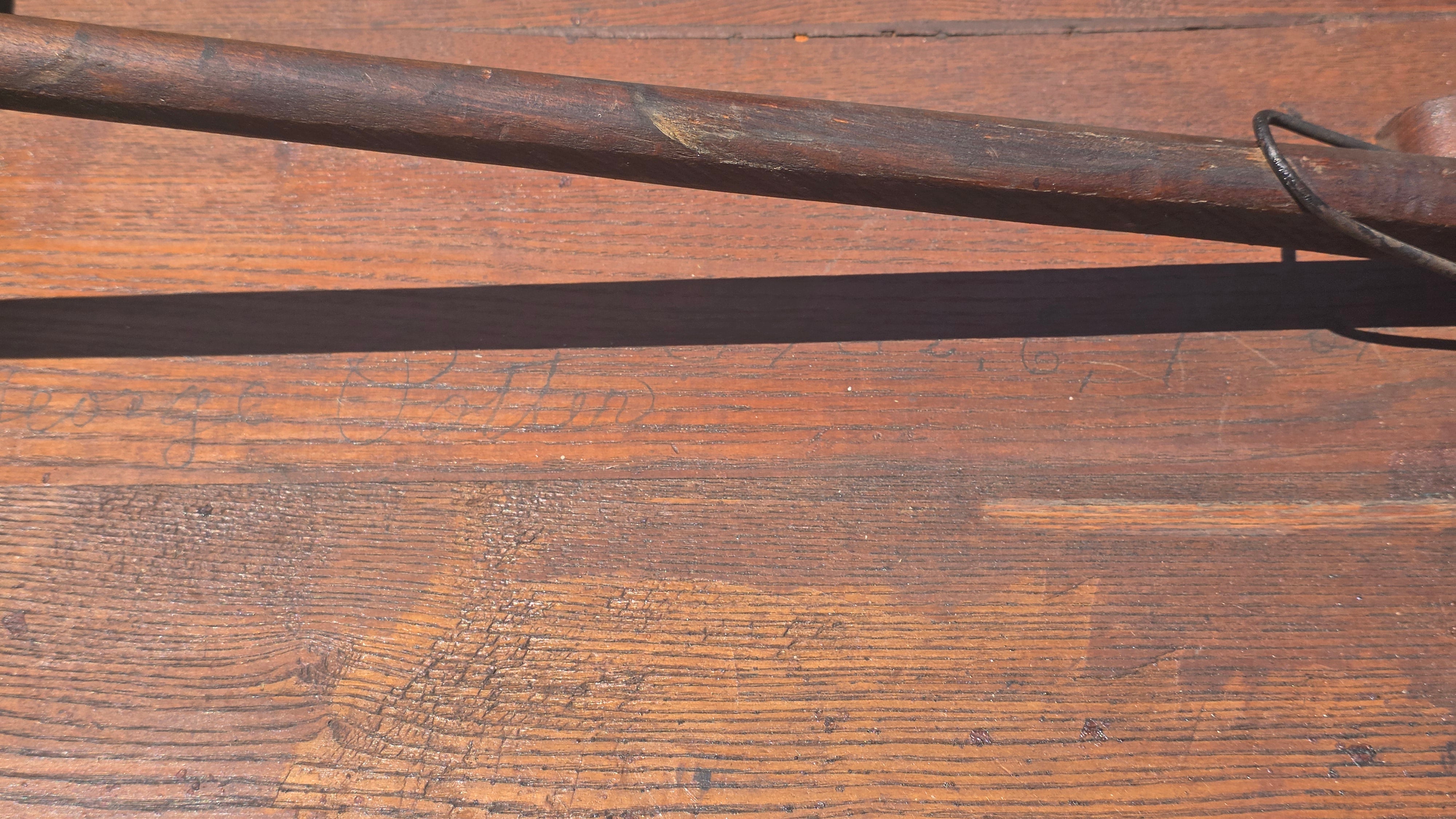 Antique 1800s Primitive Wood Folding Table Turned Legs Brown Farmhouse AS-IS