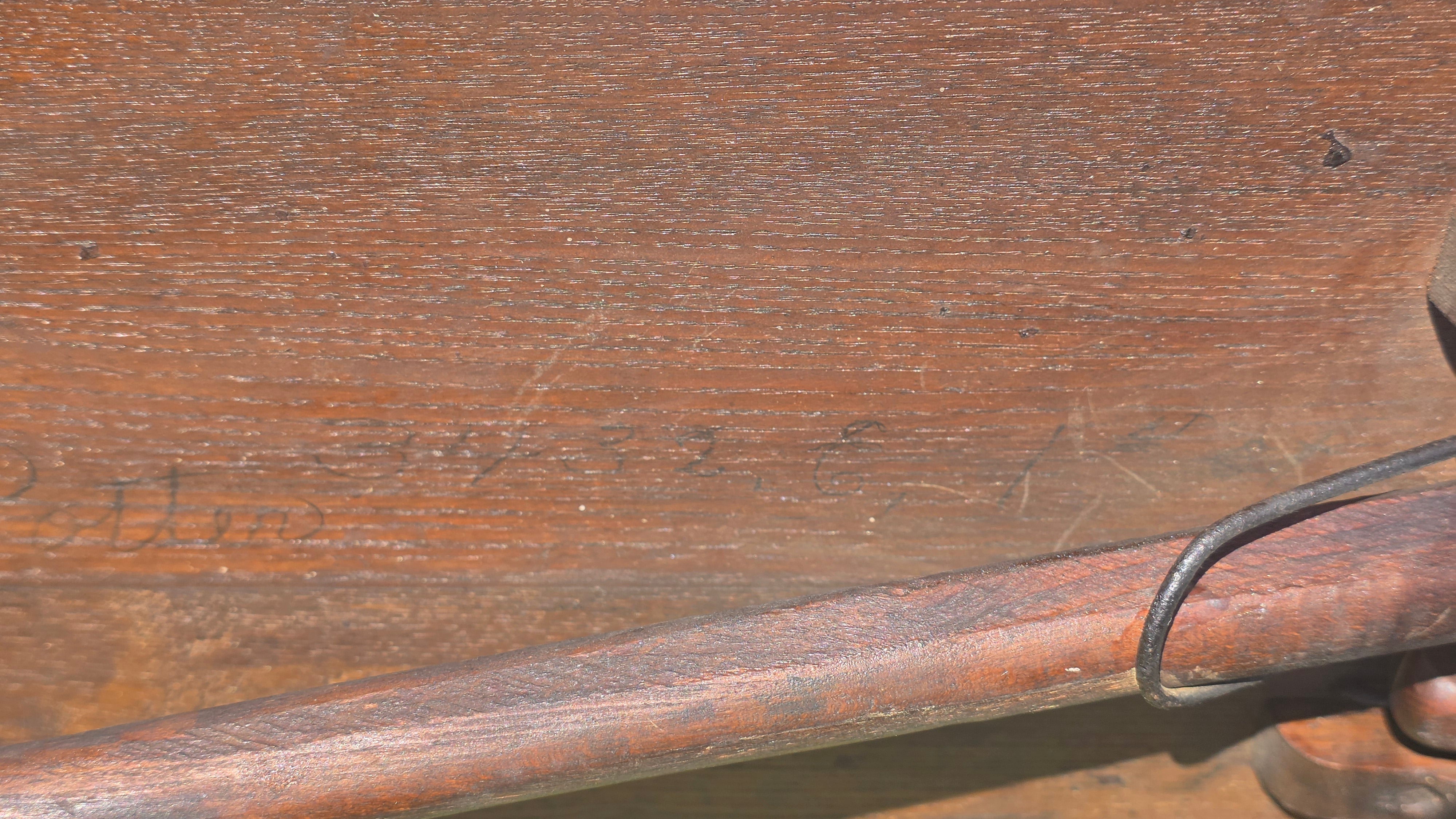 Antique 1800s Primitive Wood Folding Table Turned Legs Brown Farmhouse AS-IS