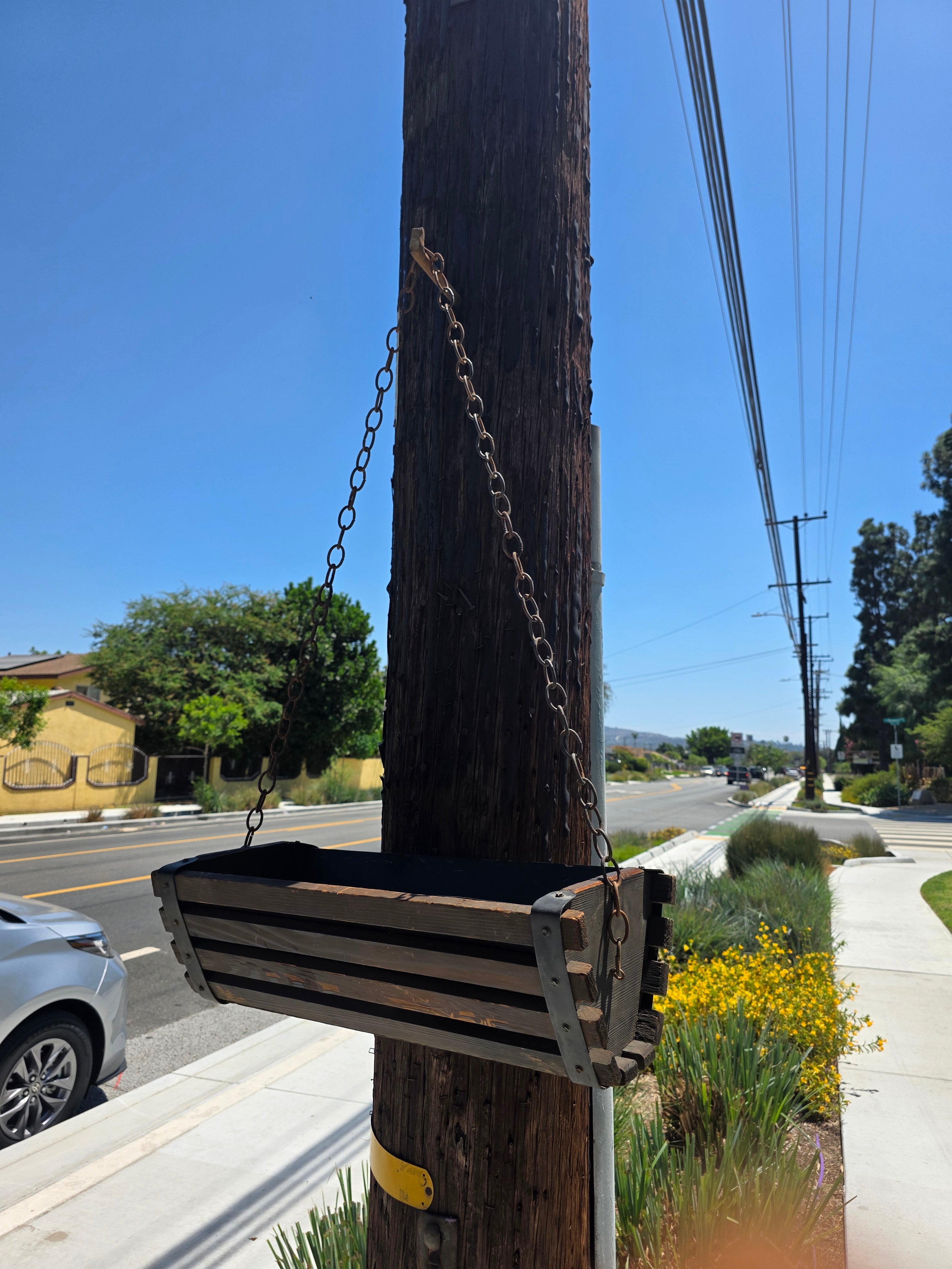 Vintage Rustic Wood Slat Hanging Planter Trough Barrel Basket Farmhouse Garden