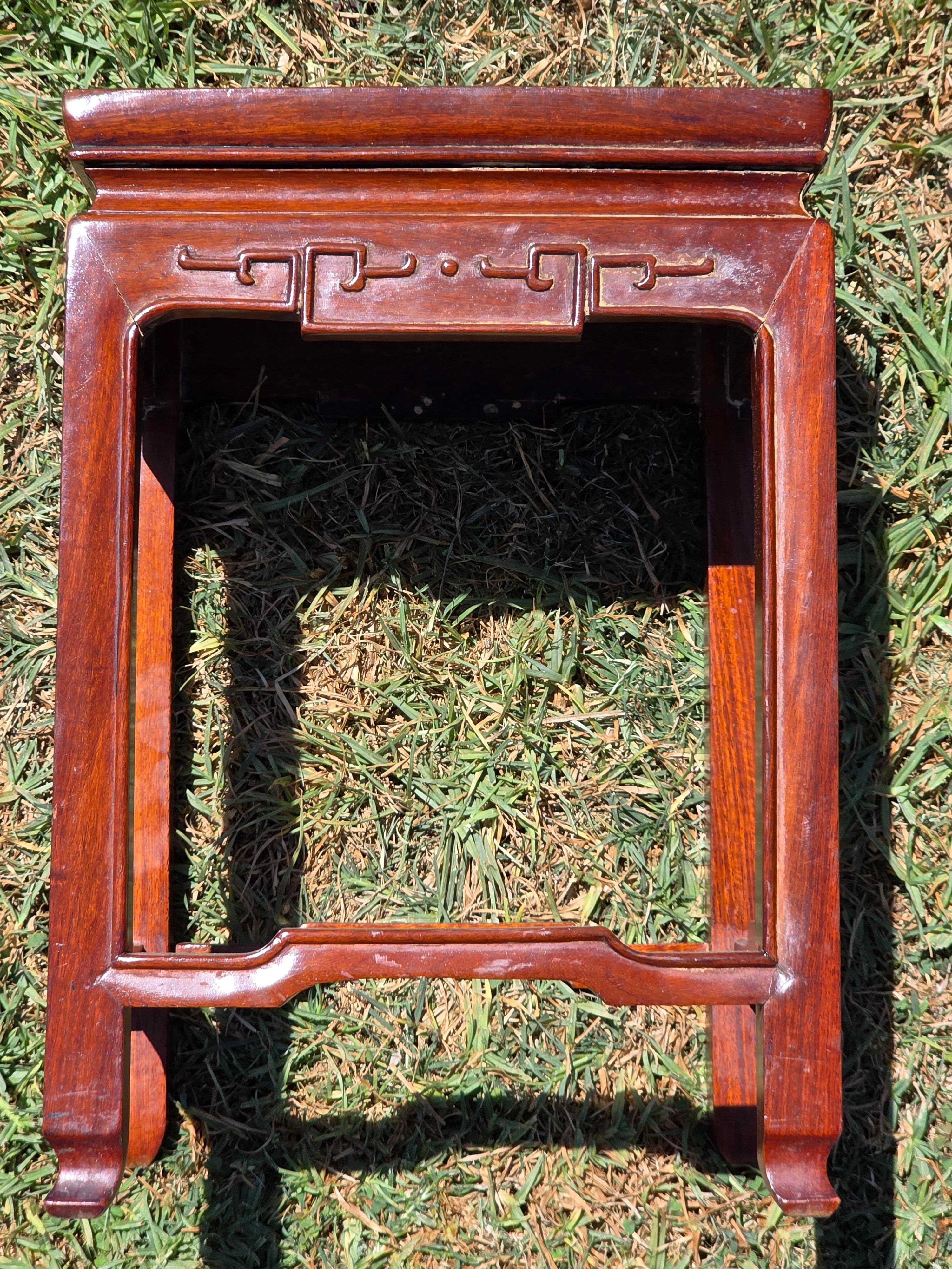 Vintage Chinese Rosewood Plant Stand Wooden Vase Pedestal Bonsai Table 16.5"H