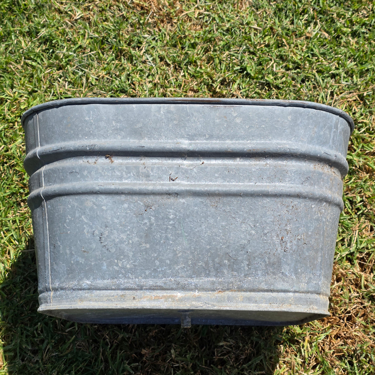 Vintage Galvanized Steel Square Wash Tub Large 20" Farmhouse Planter