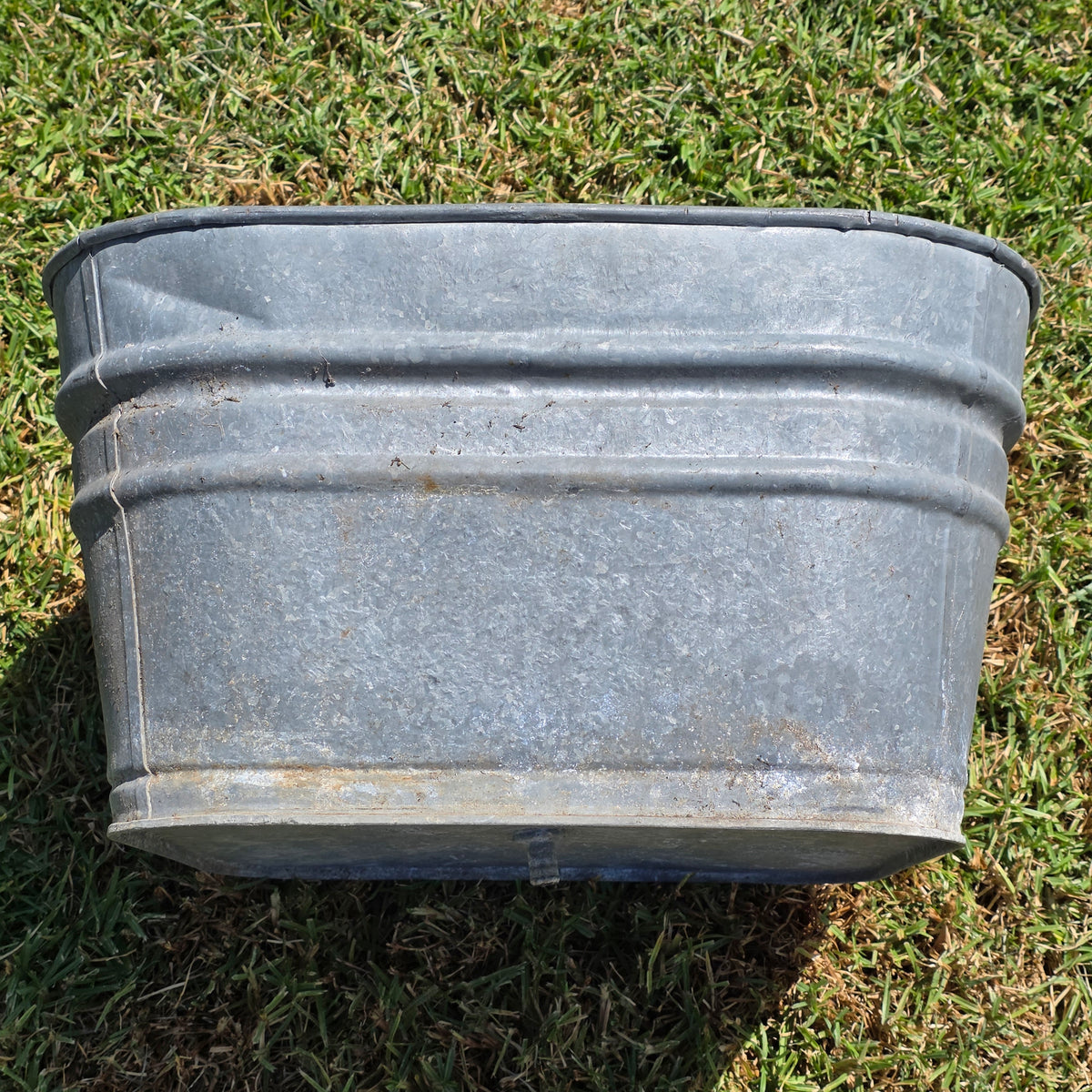 Vintage Galvanized Steel Square Wash Tub Large 20" Farmhouse Planter