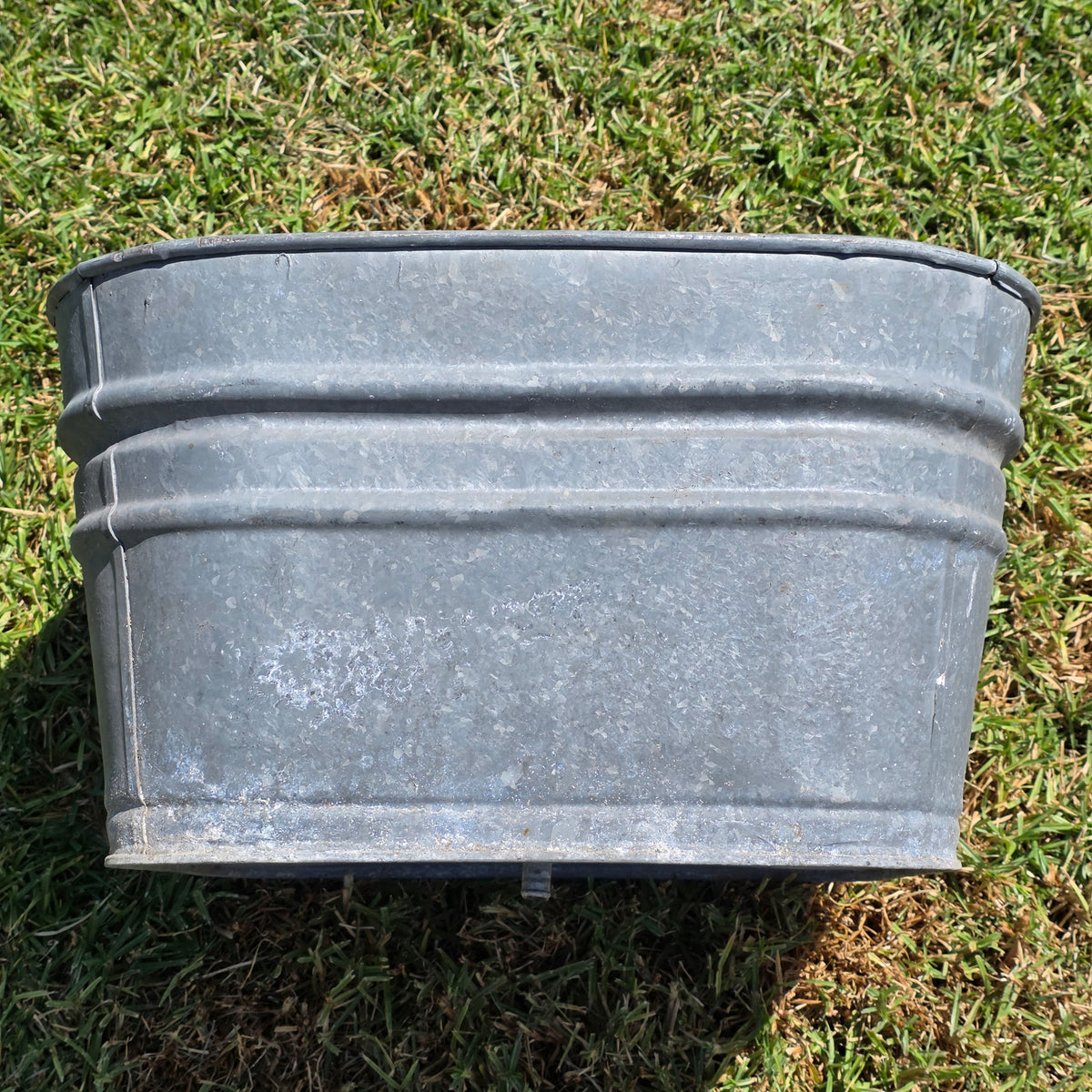 Vintage Galvanized Steel Square Wash Tub Large 20" Farmhouse Planter