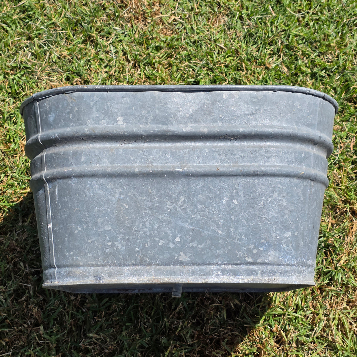 Vintage Galvanized Steel Square Wash Tub Large 20" Farmhouse Planter