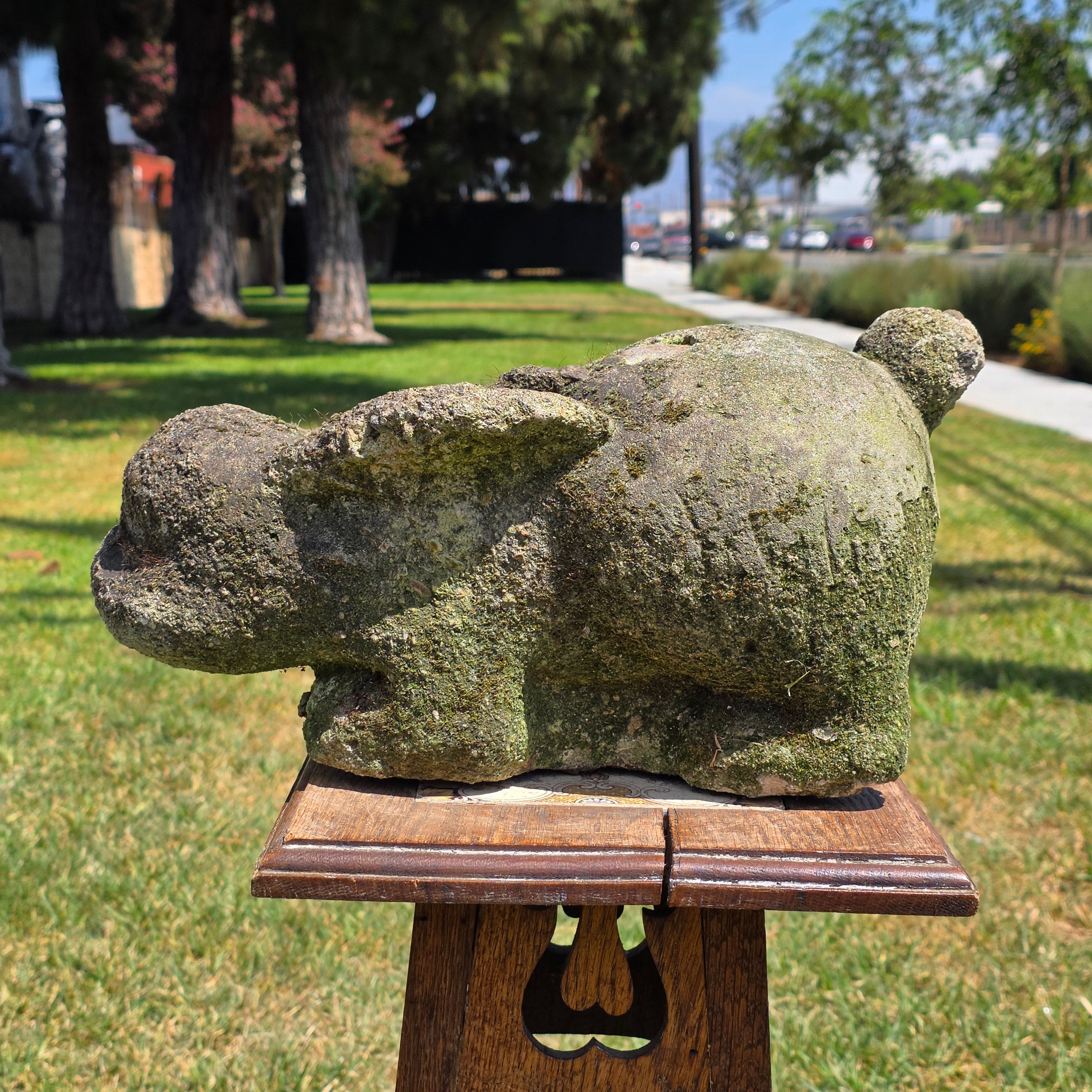 Vintage Concrete Bunny Rabbit Garden Statue Large Aged Cement Lawn Ornament