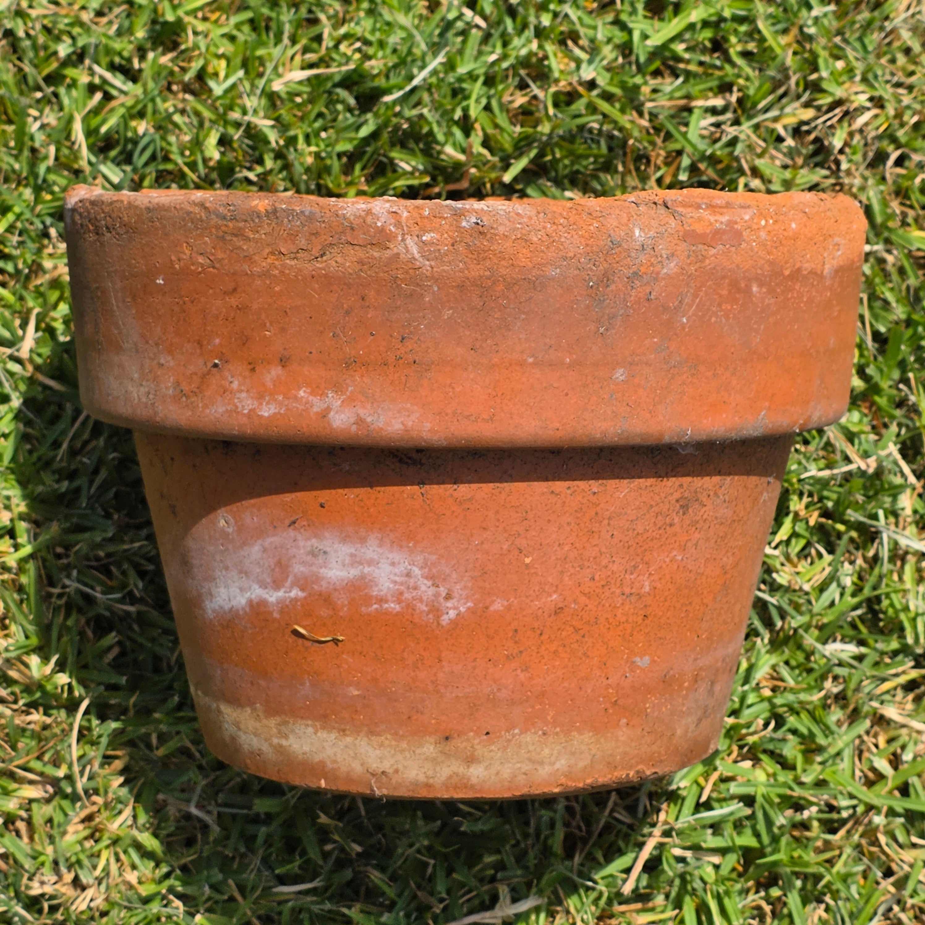 Share Vintage Terracotta Planter Pot Aged Patina Rustic Clay Flower Garden 11" Large