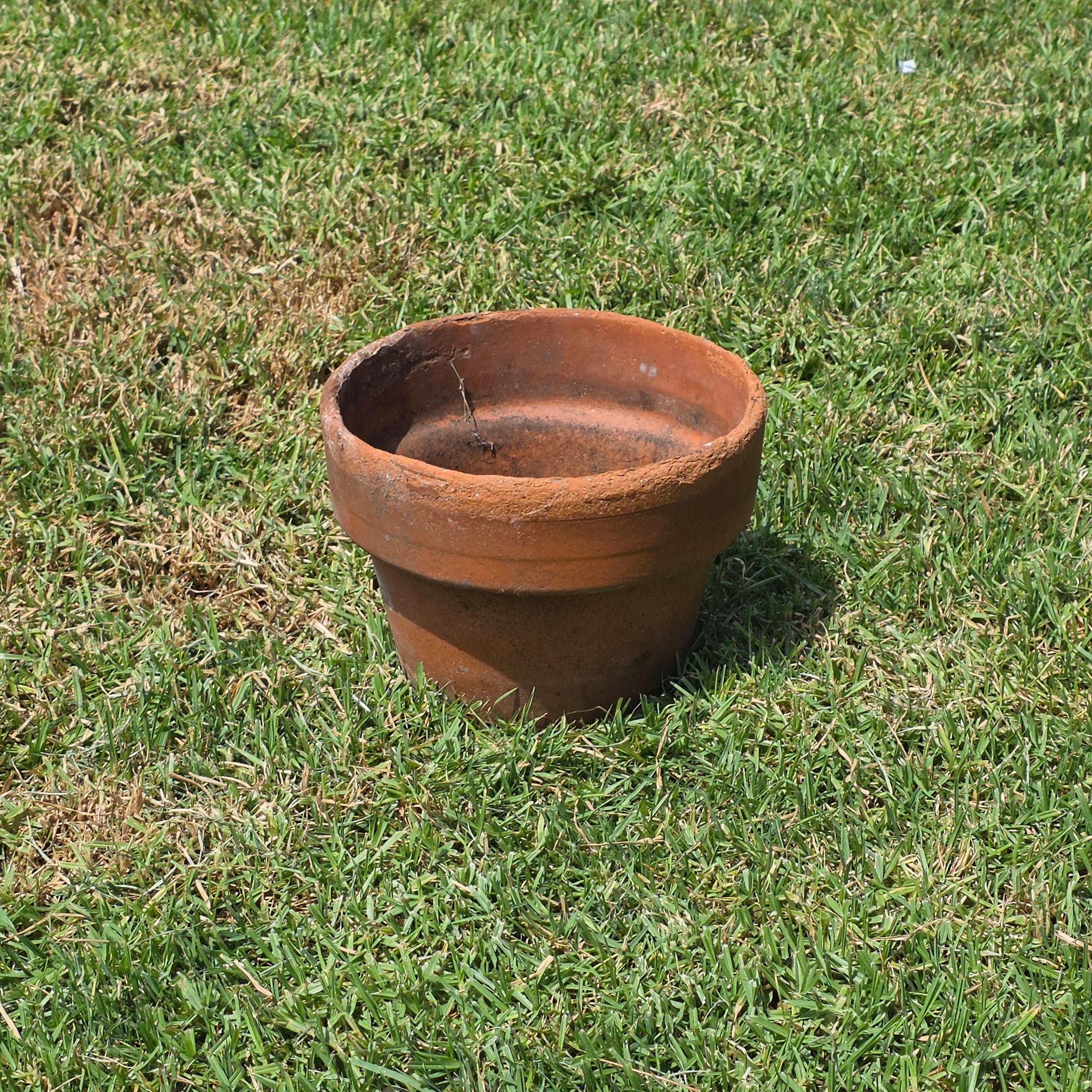 Share Vintage Terracotta Planter Pot Aged Patina Rustic Clay Flower Garden 11" Large