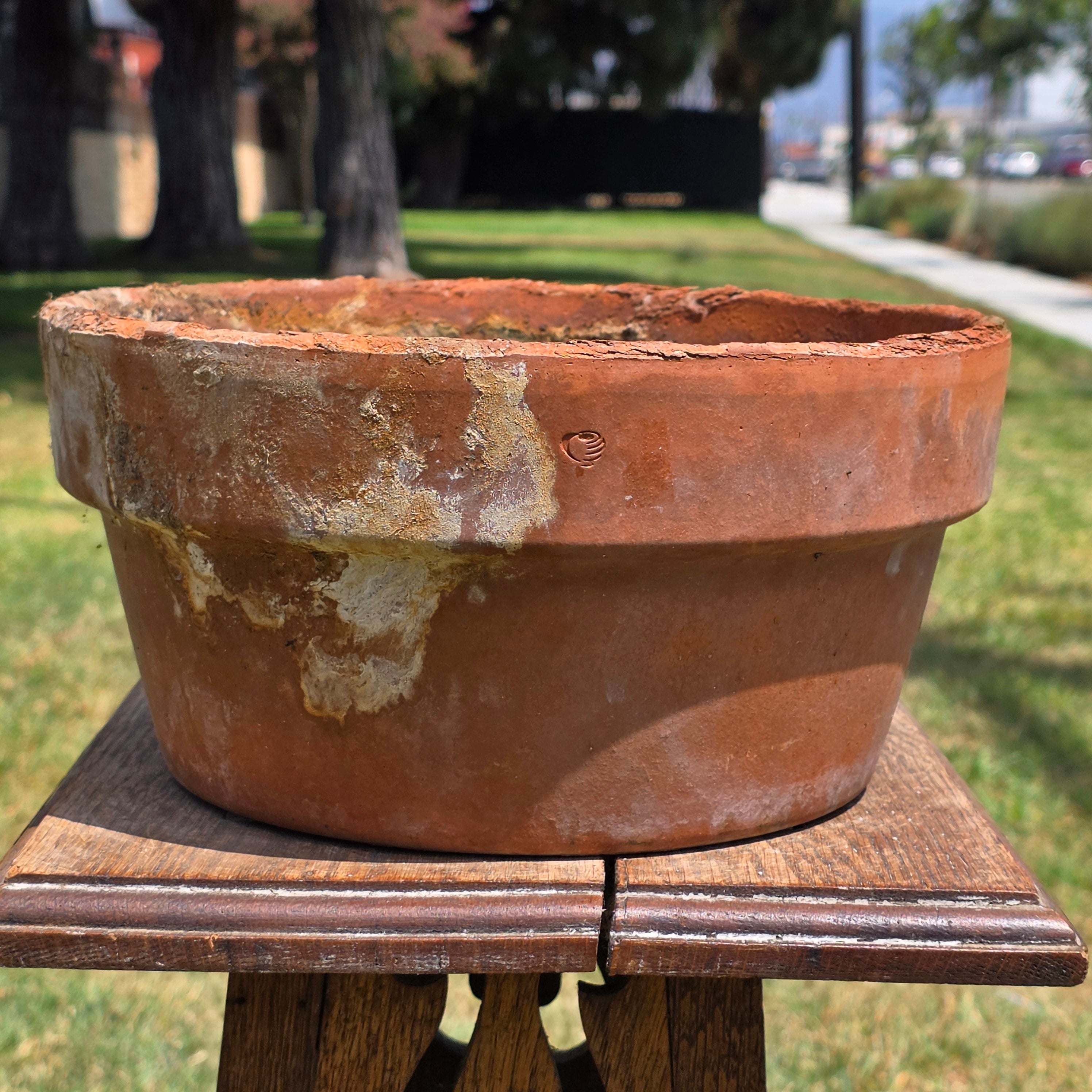 Vintage Deroma Italy Terracotta Planter Pot Saucer Clay Garden Bowl Patina 11"