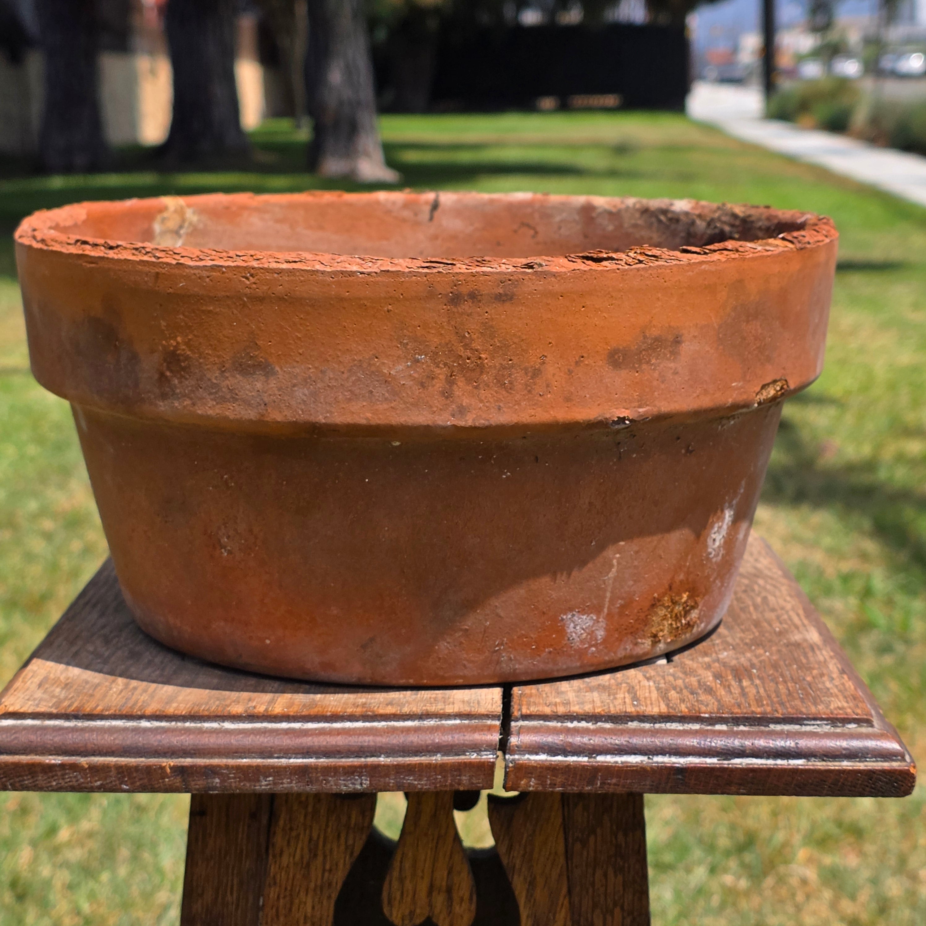 Vintage Deroma Italy Terracotta Planter Pot Saucer Clay Garden Bowl Patina 11"