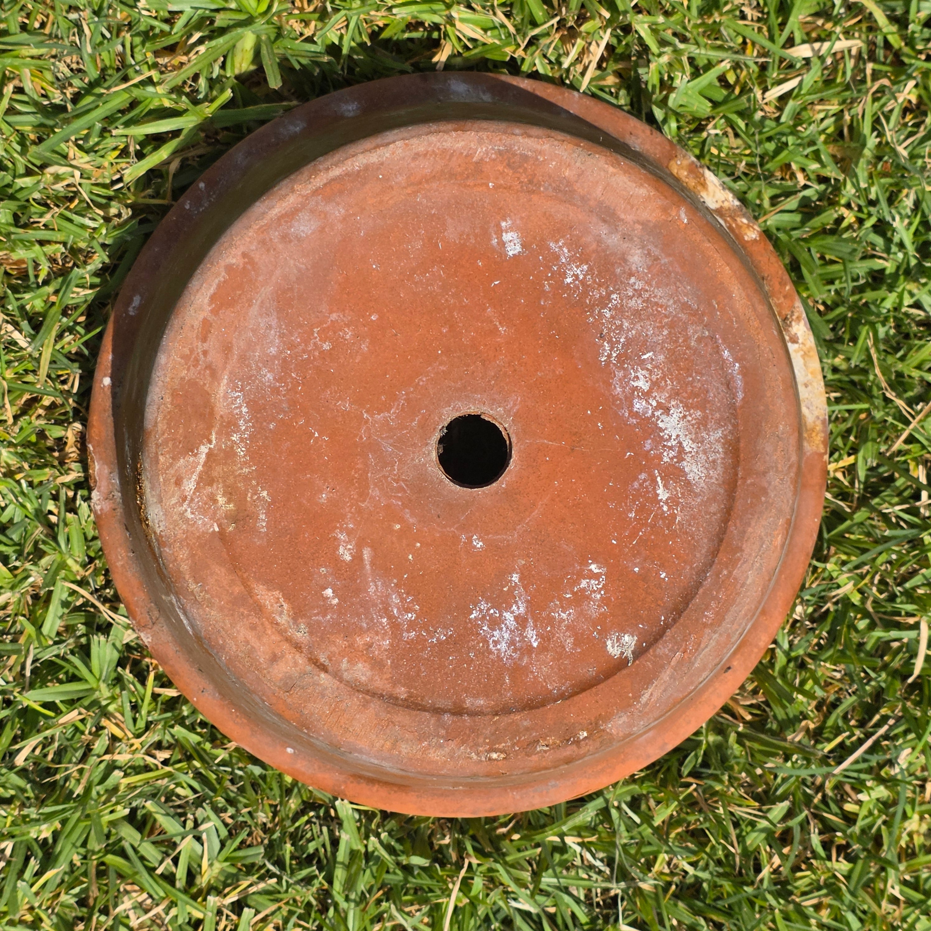 Vintage Deroma Italy Terracotta Planter Pot Saucer Clay Garden Bowl Patina 11"