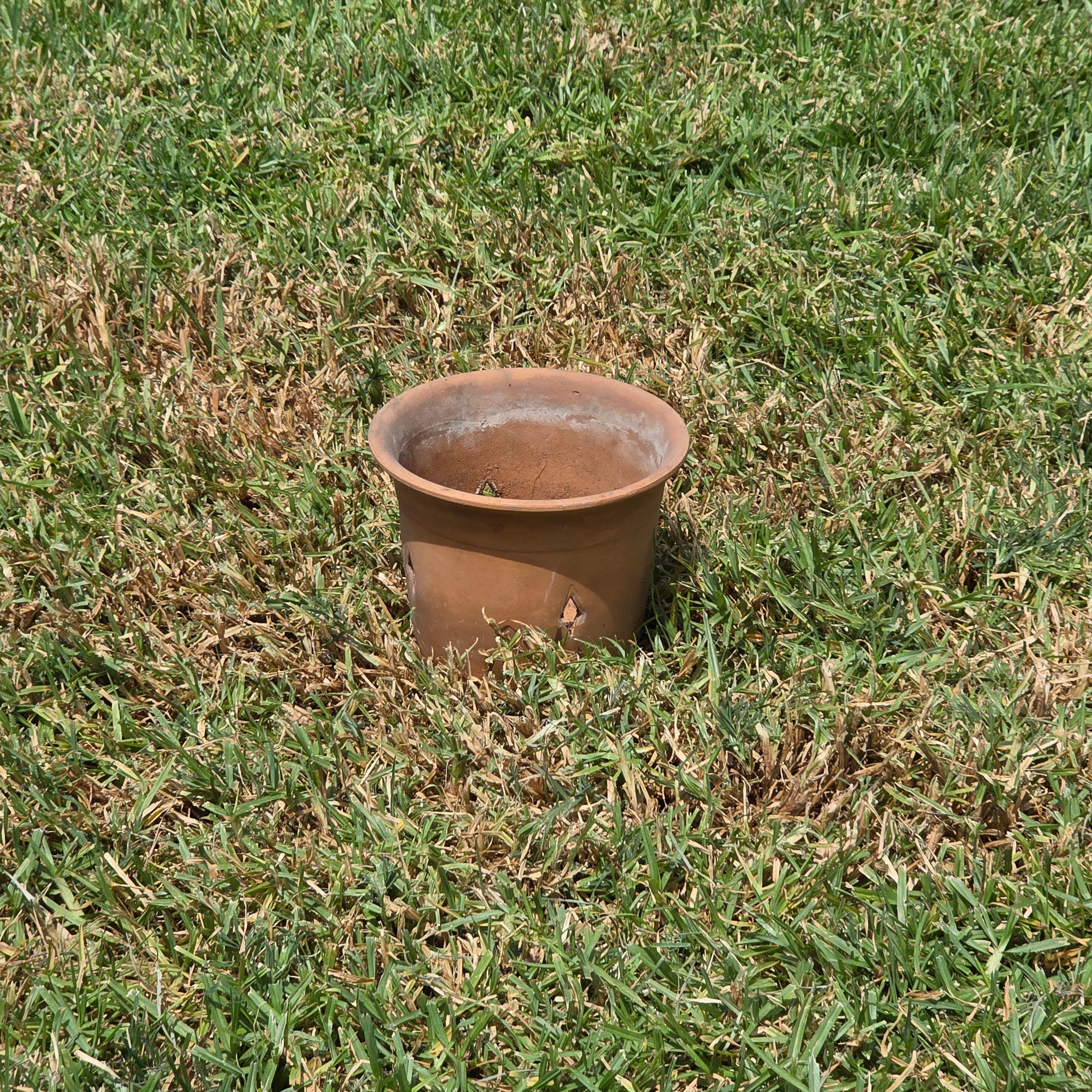 Vintage Terracotta Orchid Pot Clay Planter Diamond Cutouts Holes Garden 7"x5.5"