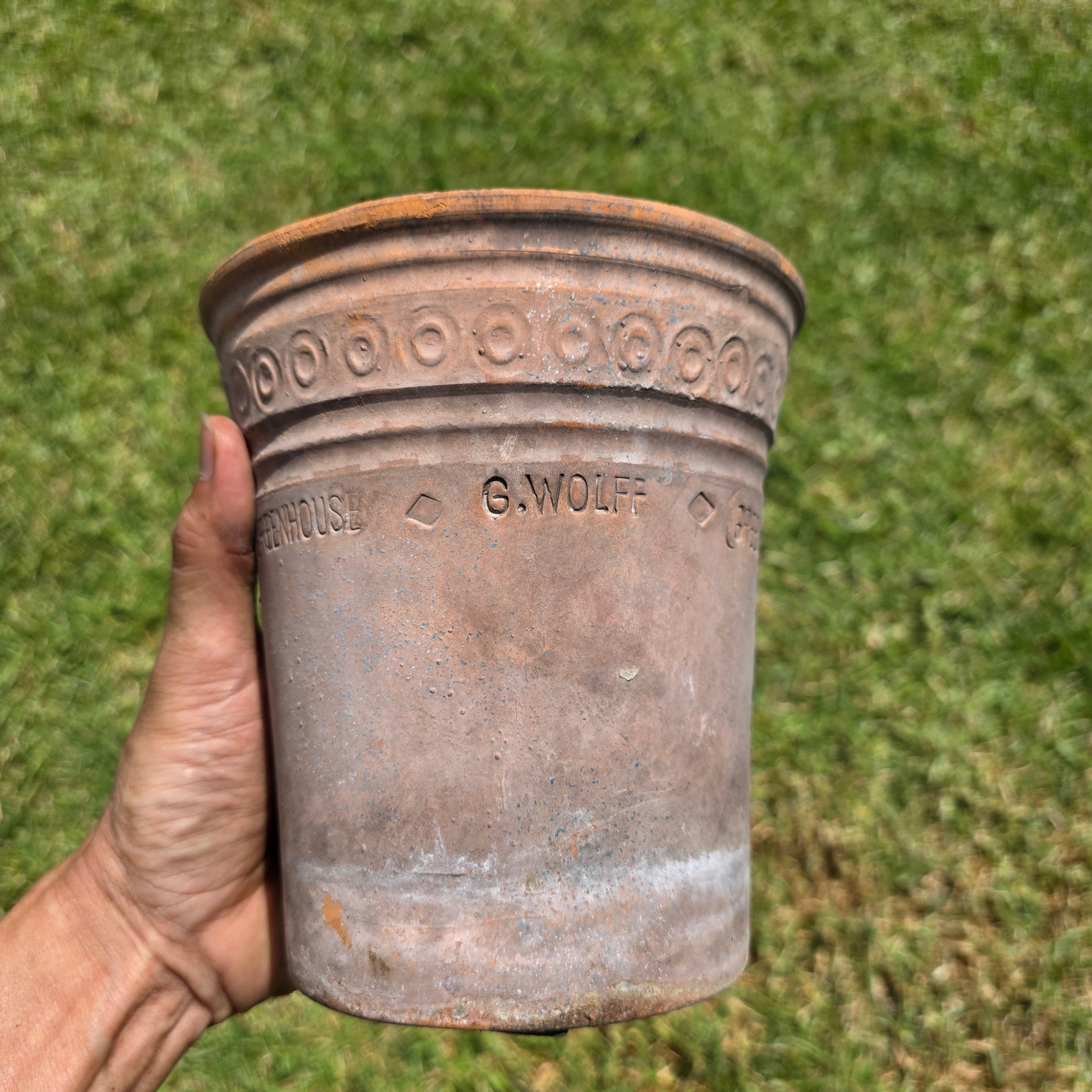Vintage Guy Wolff Greenhouse Red Clay Planter Terracotta Flower Pot Patina 6.5"